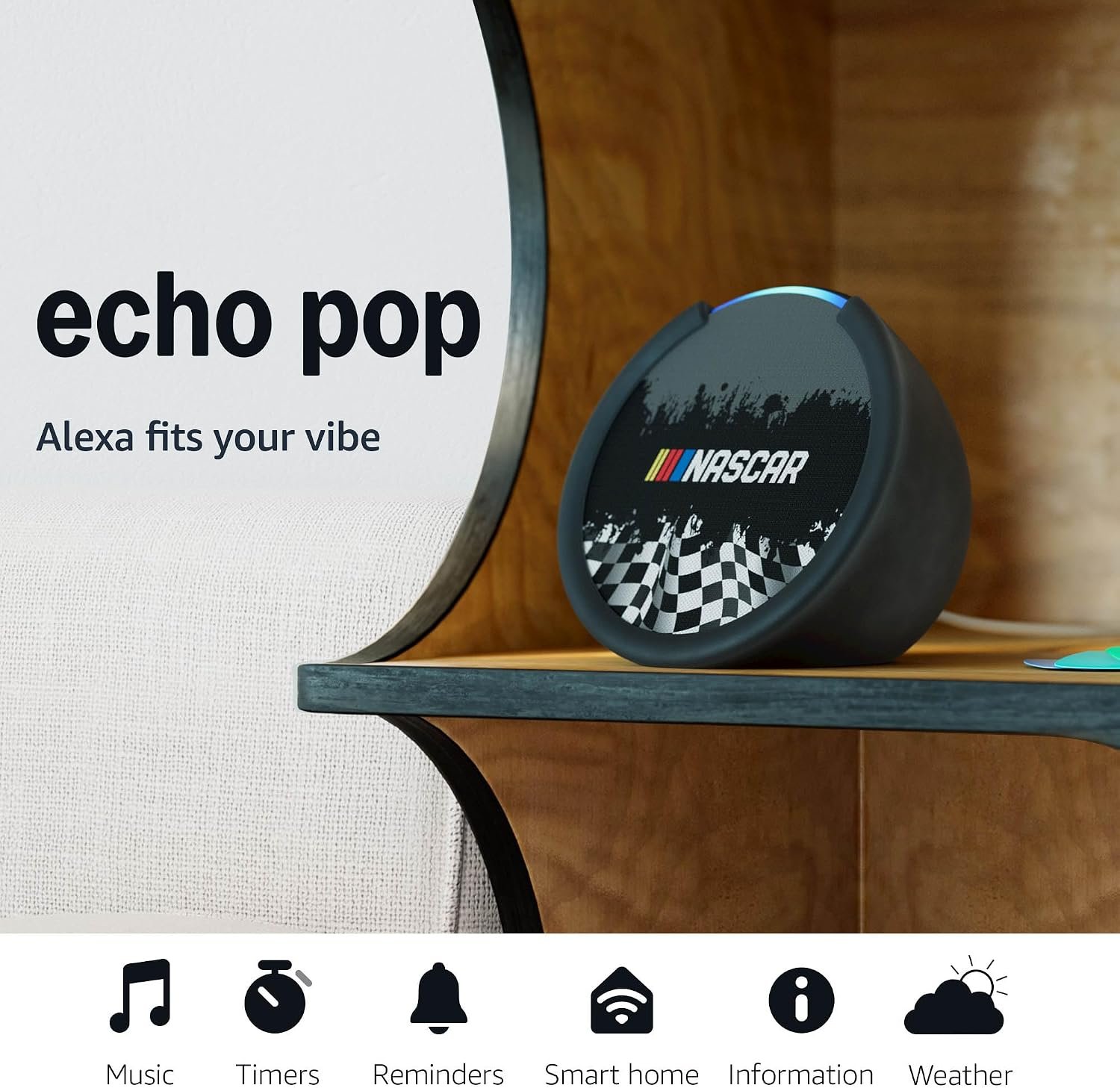 Amazon Echo Pop (newest model), Officially Licensed NASCAR Limited-Edition