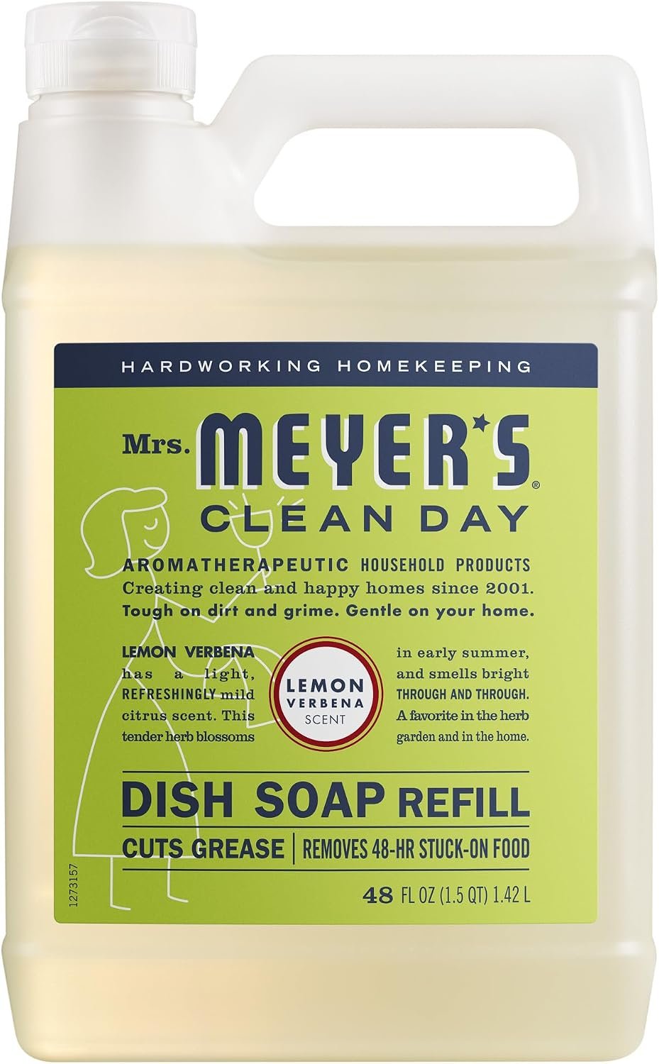 Mrs. Meyer’s Clean Day, Liquid Dish Soap Refill, Lemon Verbena, 48 Fl Oz