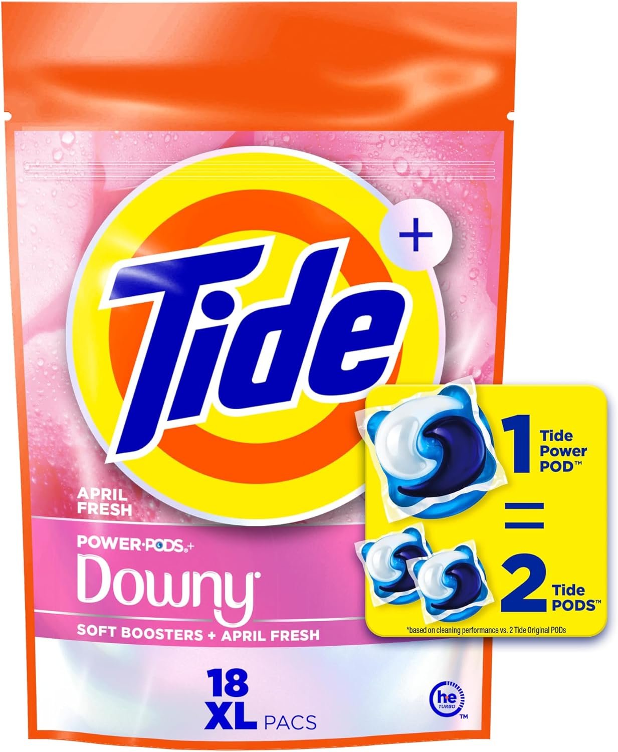 Tide Power PODs + Downy Laundry Detergent Pods, 18 Count, Soft Boosters + April Fresh