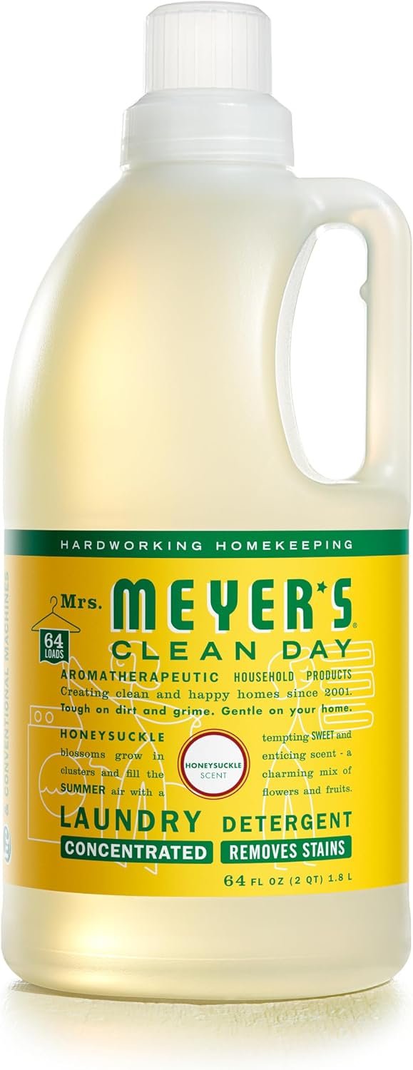 MRS. MEYER’S CLEAN DAY Laundry Detergent, Honeysuckle, 64 Fluid Ounce