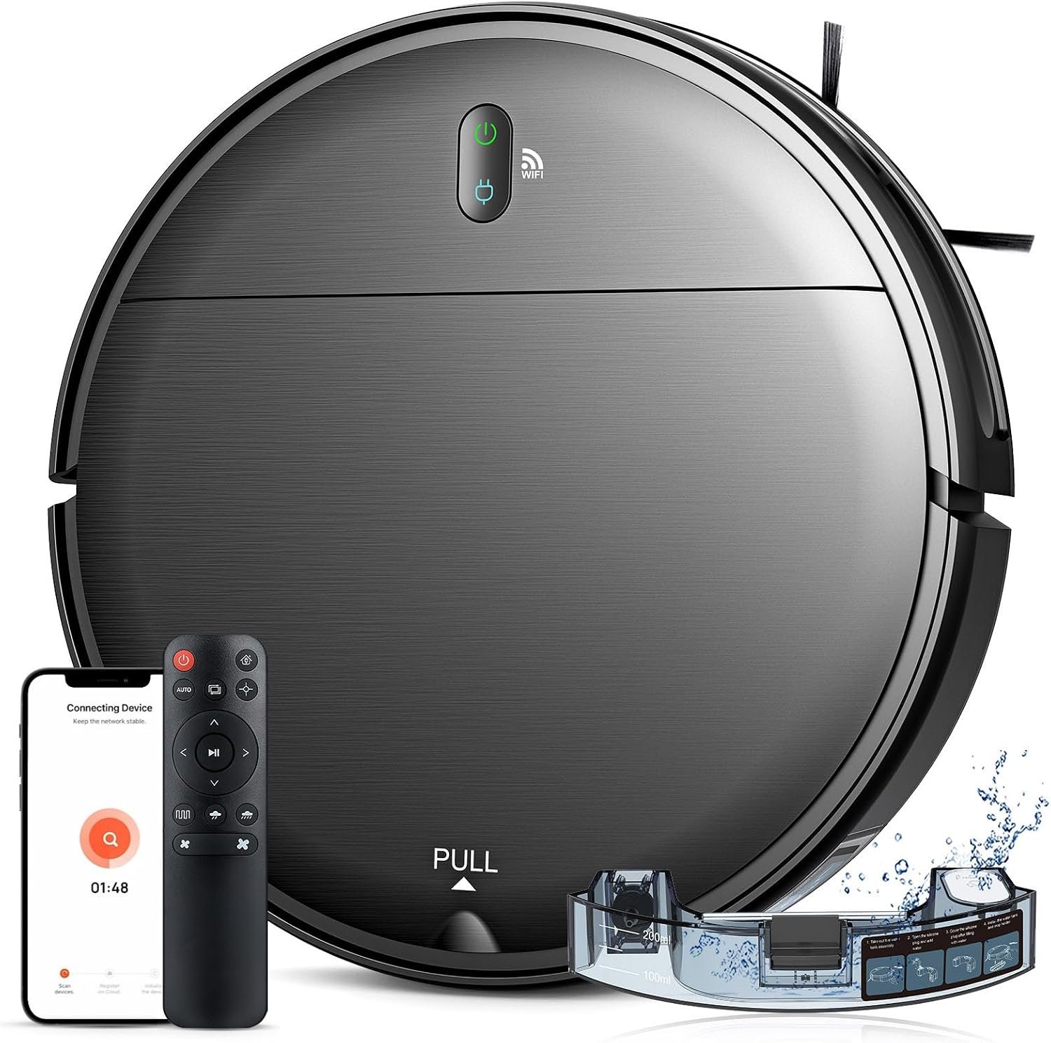 Robot Vacuum and Mop Combo, 2 in 1 Robotic Vacuum Cleaner with Schedule, App/Alexa/Voice Control, Slim 2.87″, Self-Charging, Strong Suction & Long Runtime, Ideal for Hard Floor, Pet Hair, Carpet