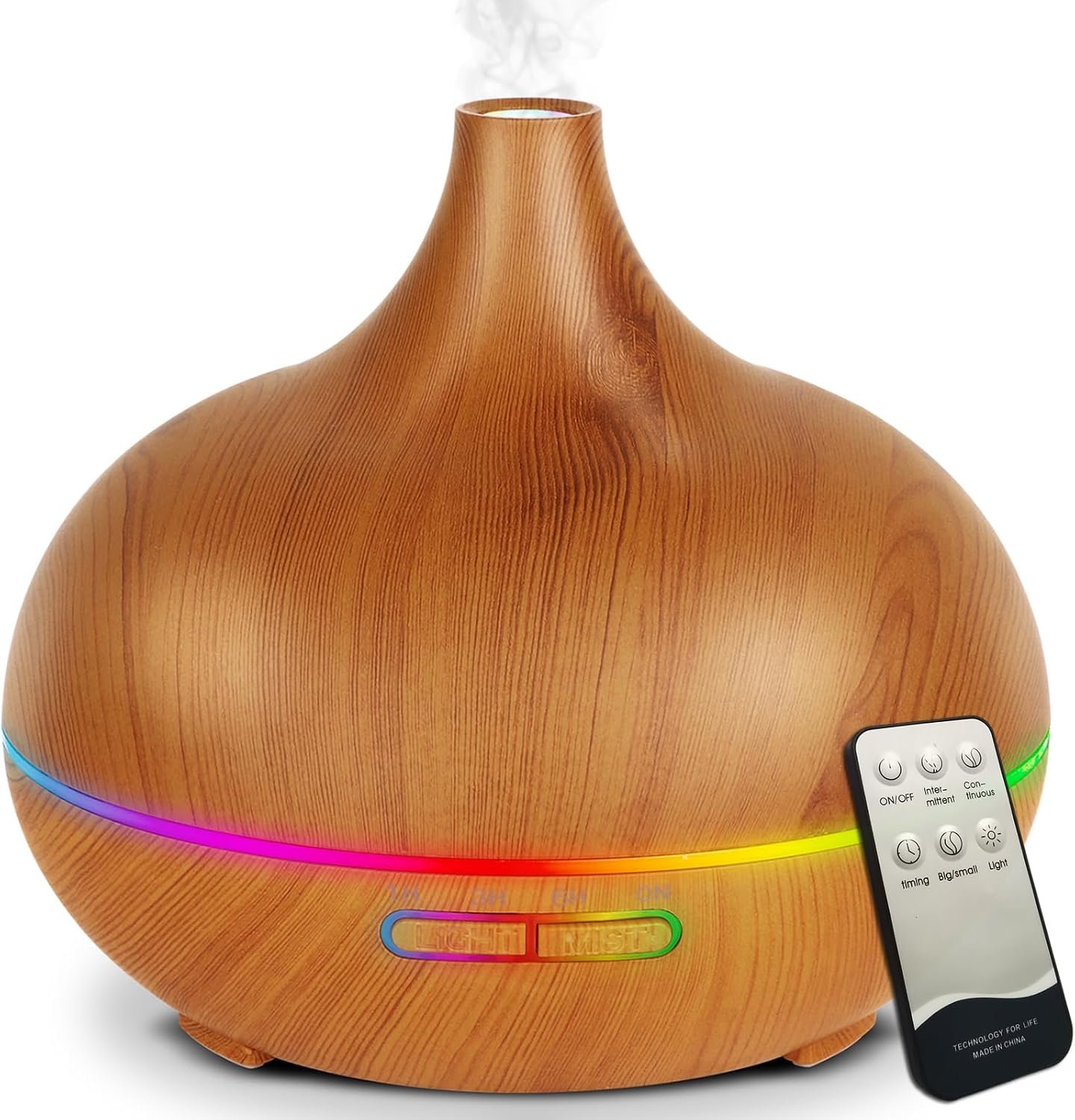 Aroma Diffuser for Essential Oils，550ml Aromatherapy Diffuser Ultrasonic Cool Mist Humidifier for Home with 7 Light Colors, 4 Timer Setting, Waterless Auto Off