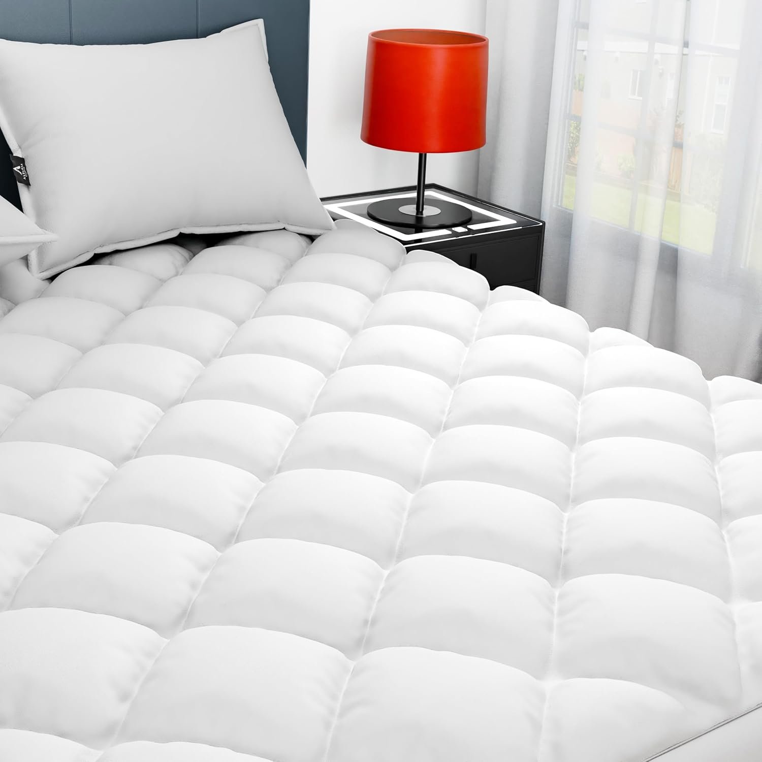 Sunflower King Mattress Pad, Hypoallergenic Cotton Mattress Cover, 18-22″ Extra Deep Pocket Quilted Protector, Breathable&Noiseless