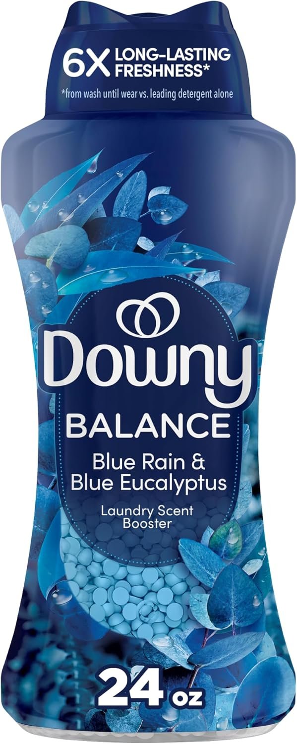 Downy Balance In-Wash Laundry Scent Booster Beads, Crisp Rain and Blue Eucalyptus scent, 24 oz, laundry scent beads, Long-lasting Freshness
