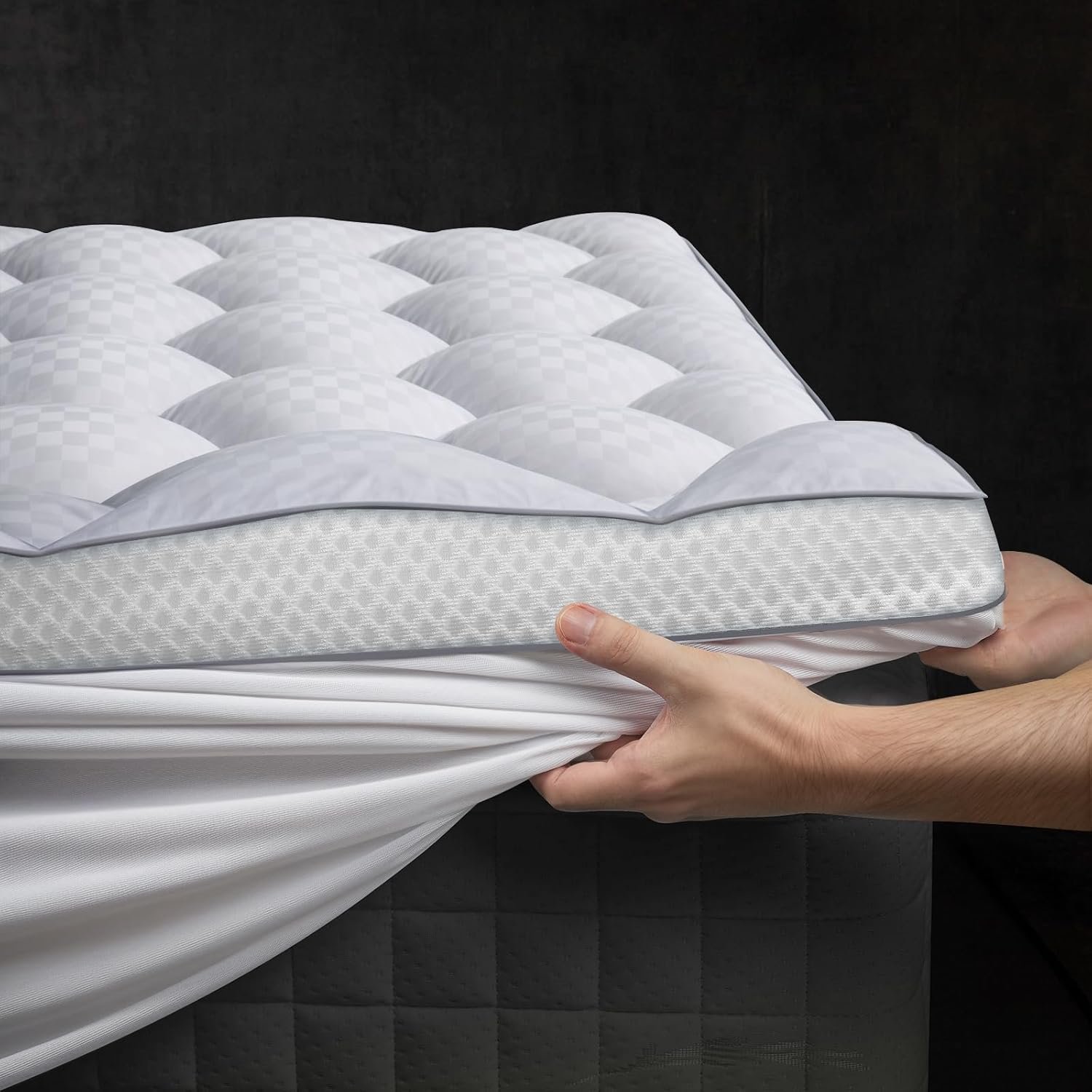 3 Inch Ultra-Fluffy Memory Foam Mattress Topper Queen for Back Pain, Soft Comfy Pillow Top Queen Mattress Topper with 4X Support, Mattress Pad with Breathable Air Mesh Sides, 6-21” Deep Pocket