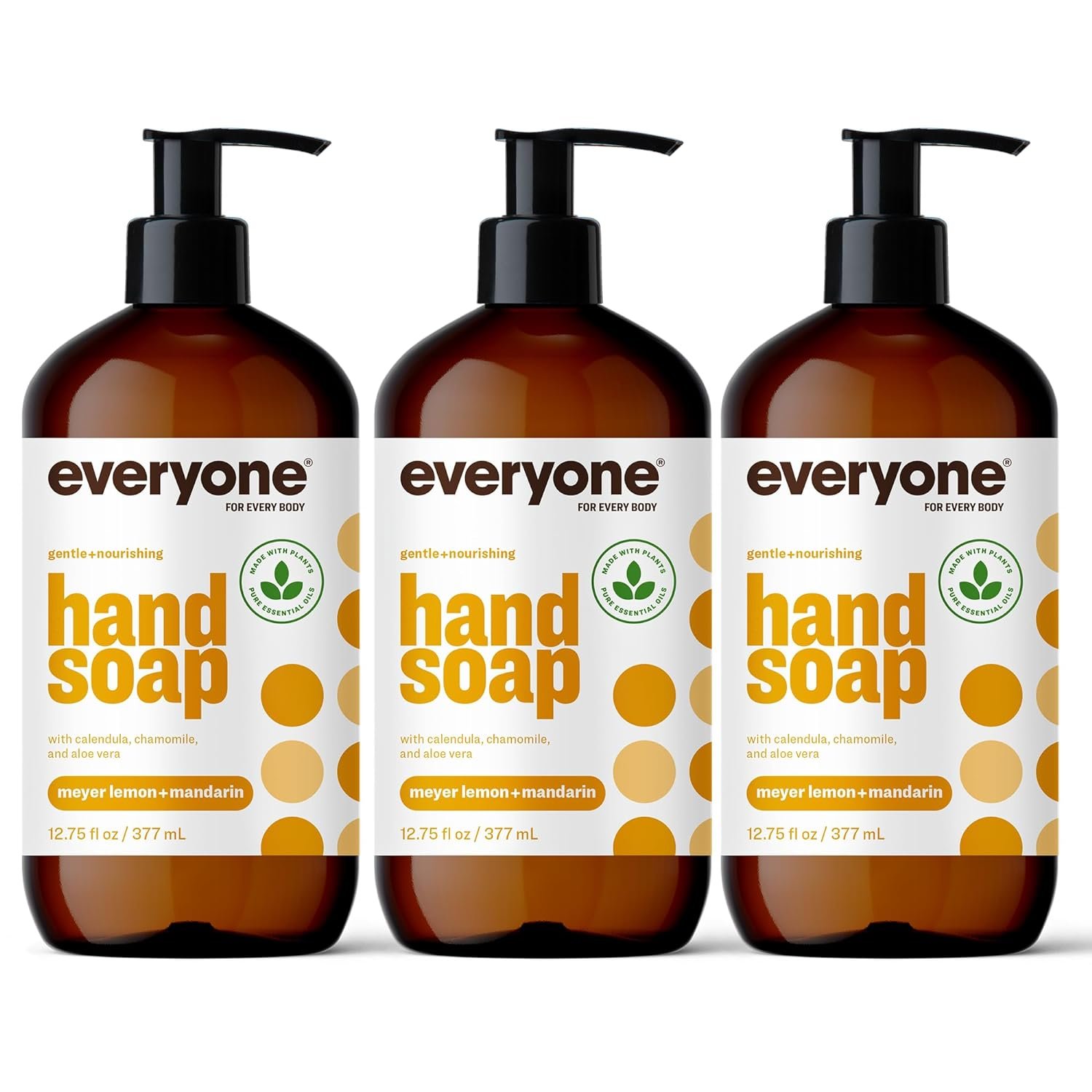 Everyone Liquid Hand Soap, 12.75 Ounce (Pack of 3), Meyer Lemon and Mandarin, made with Essential Oils for Kitchen and Bathroom