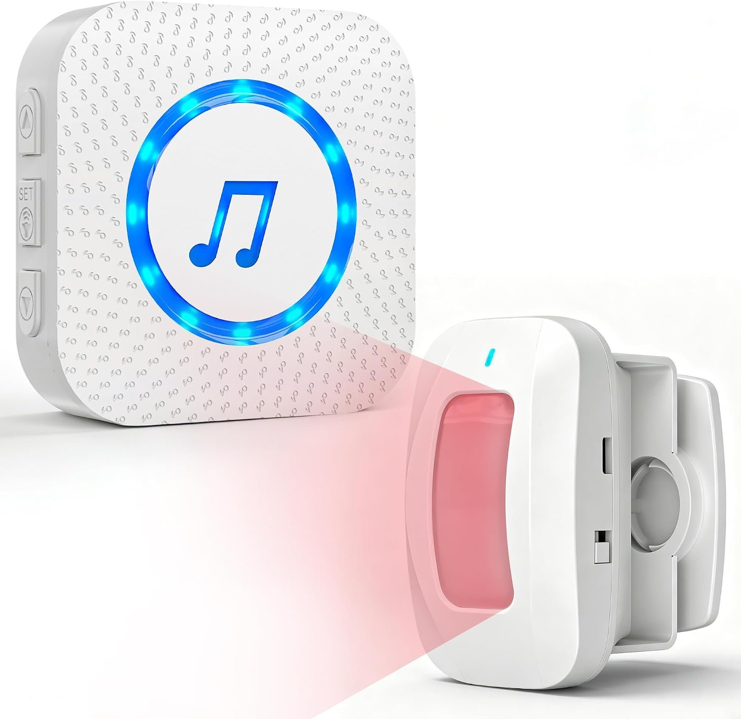 SanJie Wireless Motion Sensor Alarm, Doorbell for Fast Detection PIR Entry Alert for Elderly, Motion Detector Alarm Chime for Home/Business with 500FT Range, 0-110dB, 55 Chimes(1 Detector+1 Receiver)