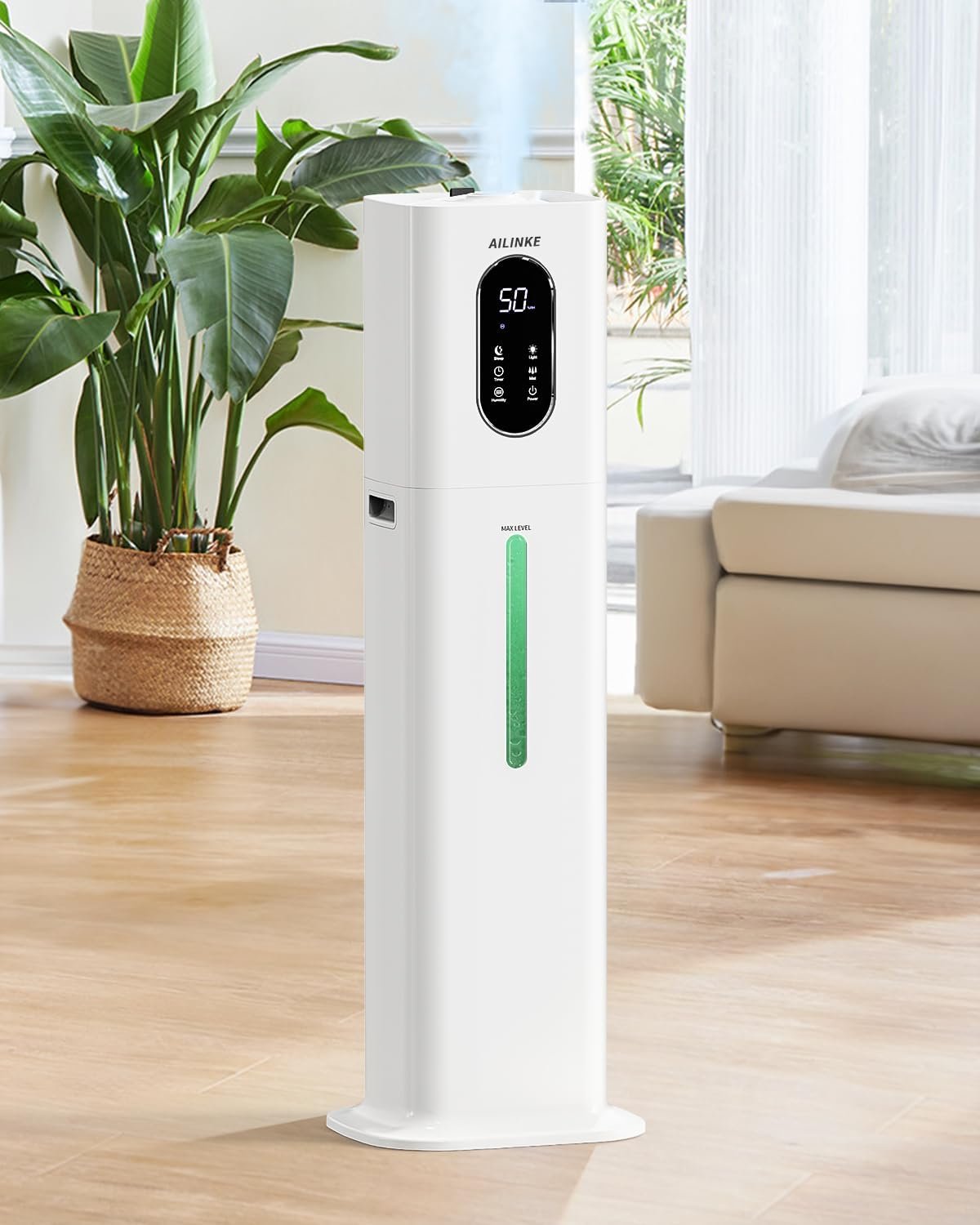 Humidifiers for Bedroom 500 sq ft,2.1Gal/8L Cool Mist Humidifier Large Room | With Essential Oil Diffuser, Night Light,Top Fill,Quiet,For Home,Whole House,Office,Plants,Baby,Nursery,Kids,Adults,White