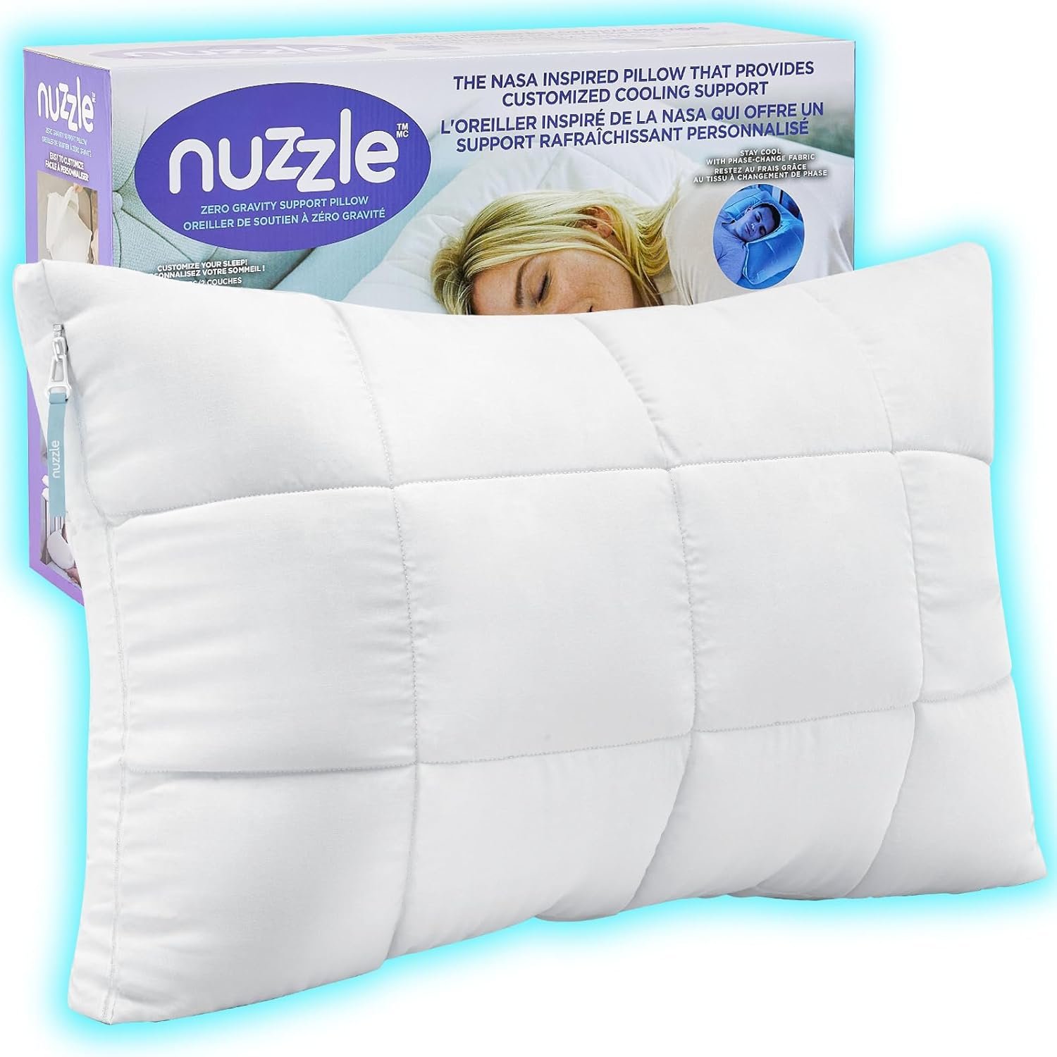 Nuzzle Adjustable Firm Pillow , Luxury Standard Size Bed Pillow Hotel Collection – Best Adjust Height Soft Cooling Pillow for Back, Stomach or Side Sleepers – Home Gifts
