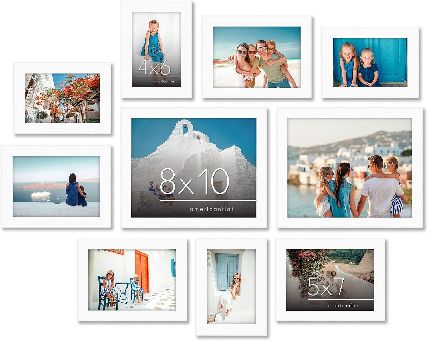 Americanflat Set of 10 Picture Frames with Shatter-Resistant Glass – Gallery Wall Frame Set with Two 8×10, Four 5×7 and Four 4×6 Frames – Signature Collection – White