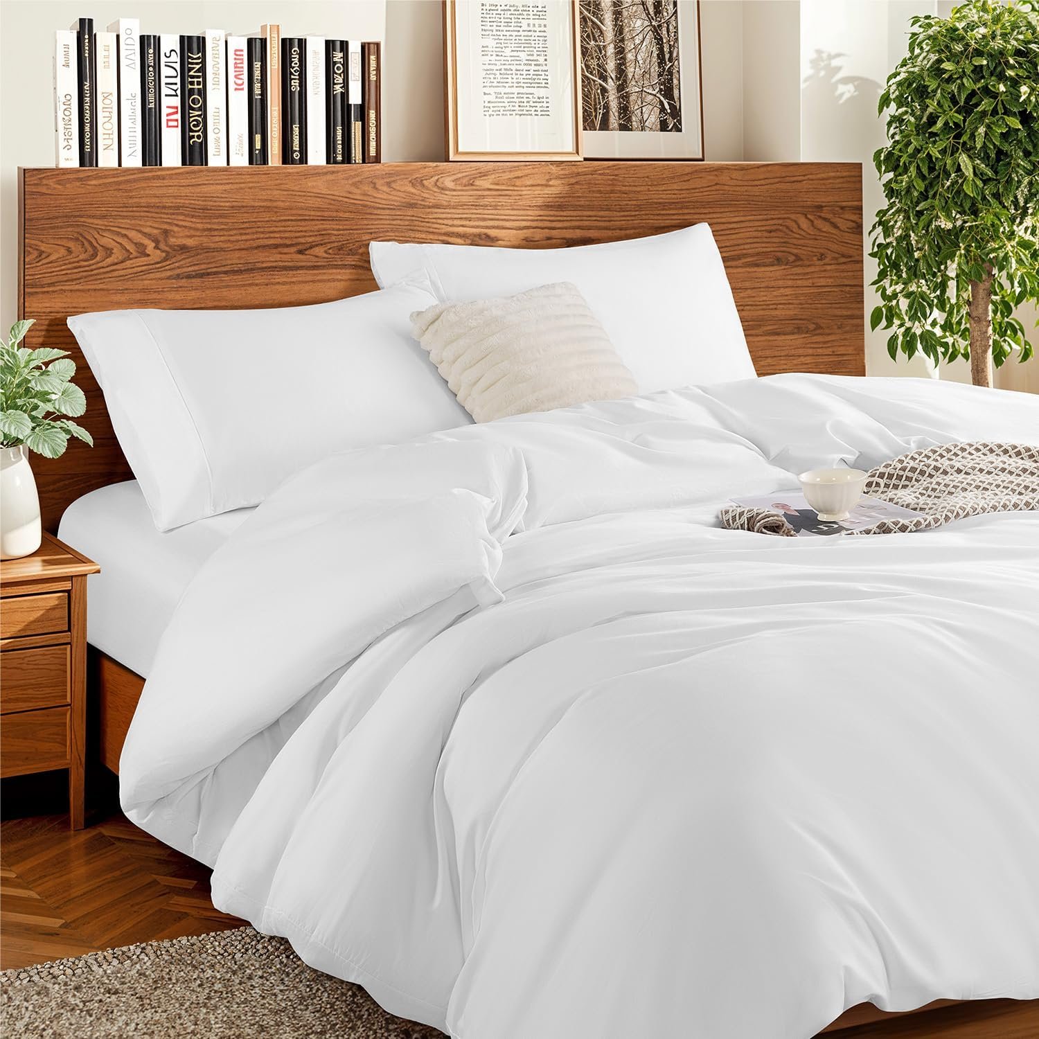 DEITAS 100% Cotton Duvet Covers – 1200 Thread Count, Luxury Egyptian Cotton Comforter Cover, Hotel Bedding Duvet Covers 3 Piece (Queen,White)
