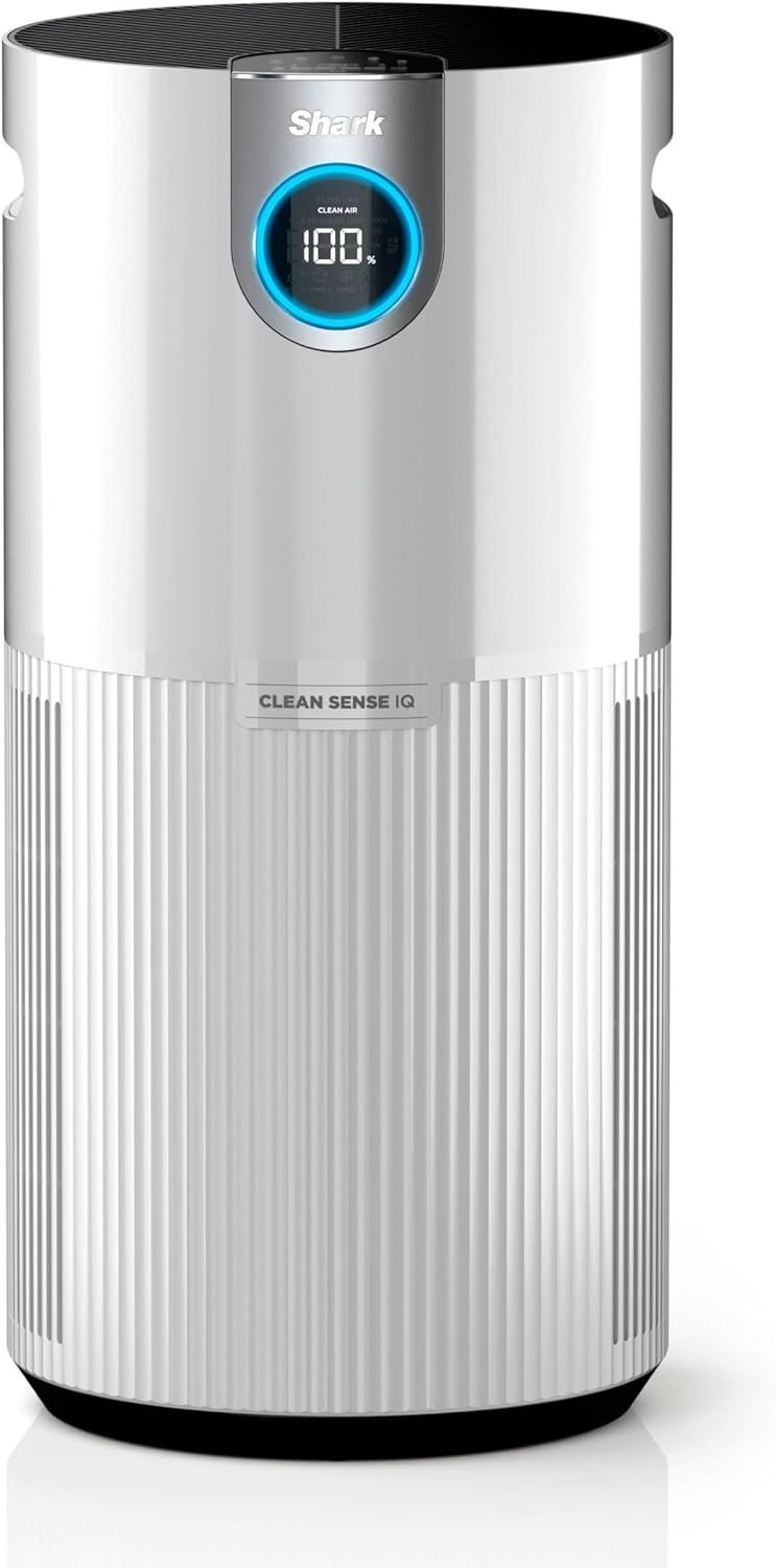 Shark Air Purifier for Home Large Room, Clean Sense Technology, HEPA Air Filter, 1000 Sq Ft, Kitchen, Filters Smoke, Captures 99.98% of Particles, Pet Dander, Pollutants, Dust, Allergens, HP201