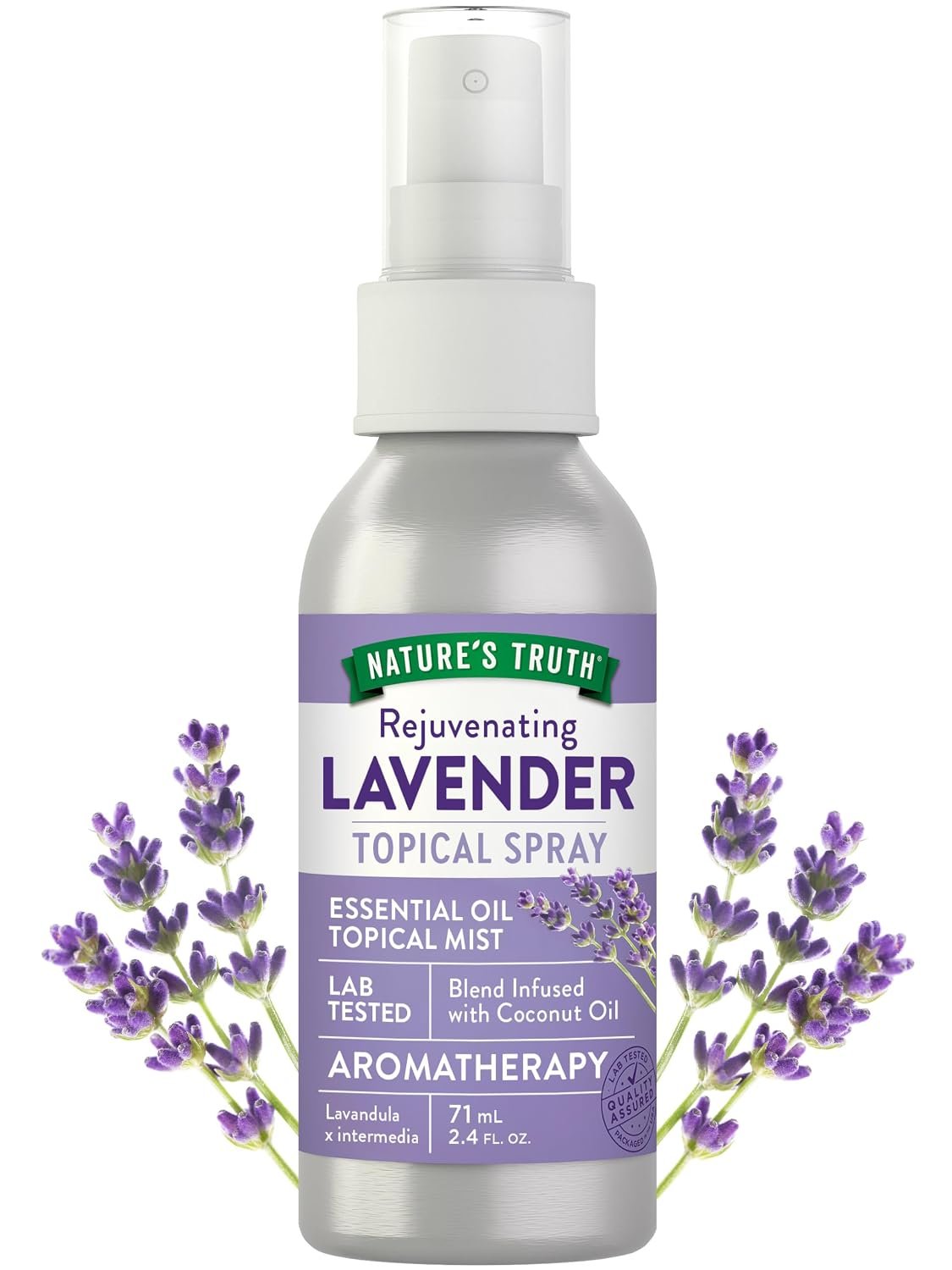Nature’s Truth Lavender Essential Oil Spray | 2.4 fl oz | Room Aroma Mist, Topical Use, & Yoga