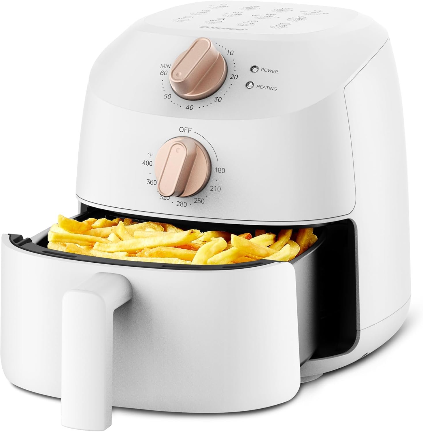 COMFEE’ Compact 2.1 Quart Air Fryer with 12 Menu Options, Adjustable Timer & Temperature Control 176-400 degrees F, Dishwasher-Safe Nonstick Fry Basket with Stainless Steel Finish