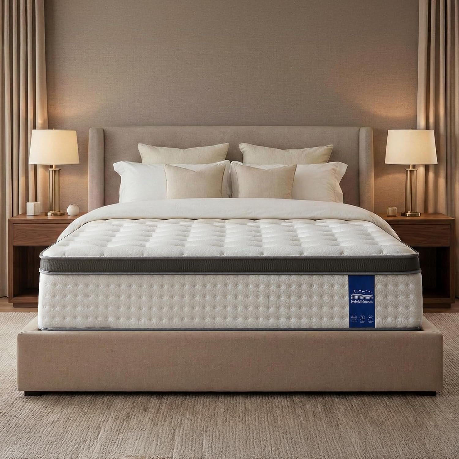 DINBooonLUX Queen Size Mattress,14 Inch Hybrid Queen Mattress in a Box with Memory Foam and Zoned Support Spring,Motion Isolation,Medium Firm,CertiPUR-US.