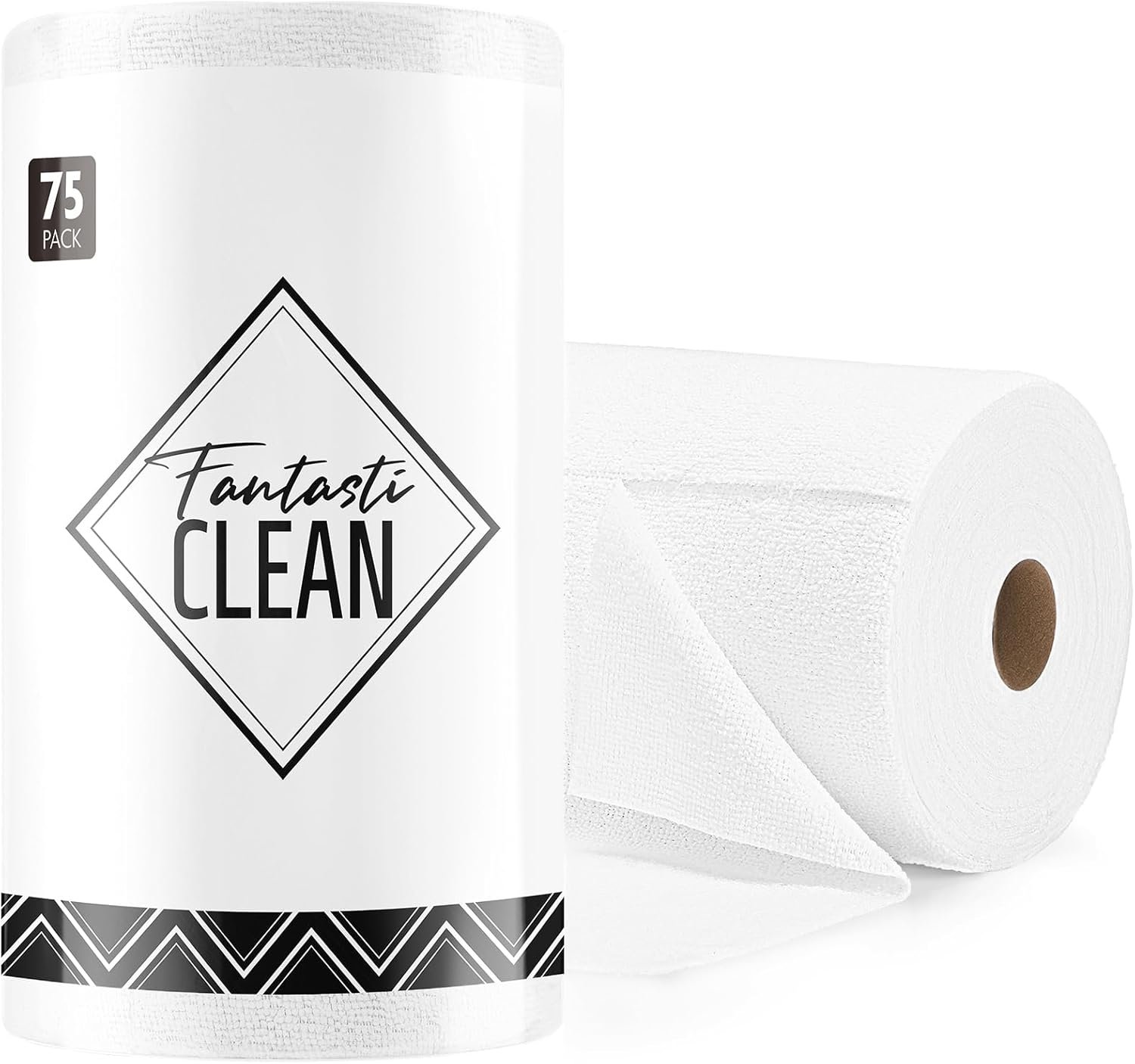 Fantasticlean Microfiber Cleaning Cloth Roll -75 Pack, Tear Away Microfiber Towels, 12″ x 12″, Reusable, Washable, Scratch Free, Ultra Absorbent Dishcloth for All-Around Cleaning Supplies (White)