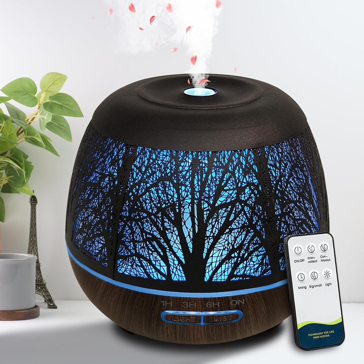 Roonbo Diffusers for Essential Oils Large Room 400ml,Essential Oil Diffuser for Home with R/C,Cool Mist Humidifiers for Bedroom,7 Colors Changed & 3 Mist Mode Waterless Auto Off for Office