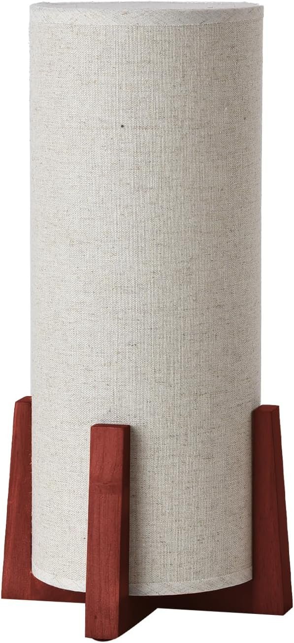 KUNJOULAM Modern Small Table Lamps, Nightstand Lamp with Linen Fabric Shade, 13.9″ Cylinder Bedside Table Lamp for Bedroom, Cafe, Living Room Home Decor