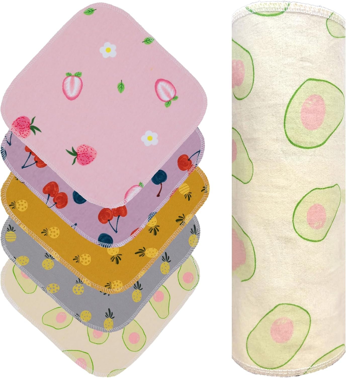 Simnice Reusable Paperless Paper Towels — Reusable Napkins Paperless Paper Towel, Washable Cotton Cloth Roll for Kitchen,25 Pack 10”x10”with Cardboard Roll