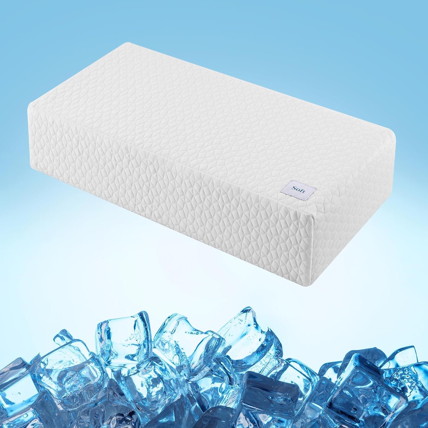 HARBOREST Ice Cube Cooling Pillow for Side Sleepers Memory Foam Side Sleeper Pillow Support Head & Neck for Pain Relief，12″x24″x5″