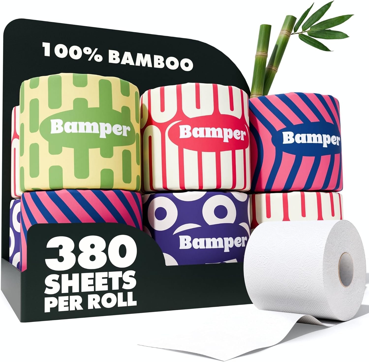Bamboo Toilet Paper, 3-Ply & 380 Sheets, Soft & Strong Organic Bath Tissue, Chemical-Free & Hypoallergenic, Septic Safe, PFAS-Free, Tree-Free Bathroom Tissue (12 Extra-Large Rolls)