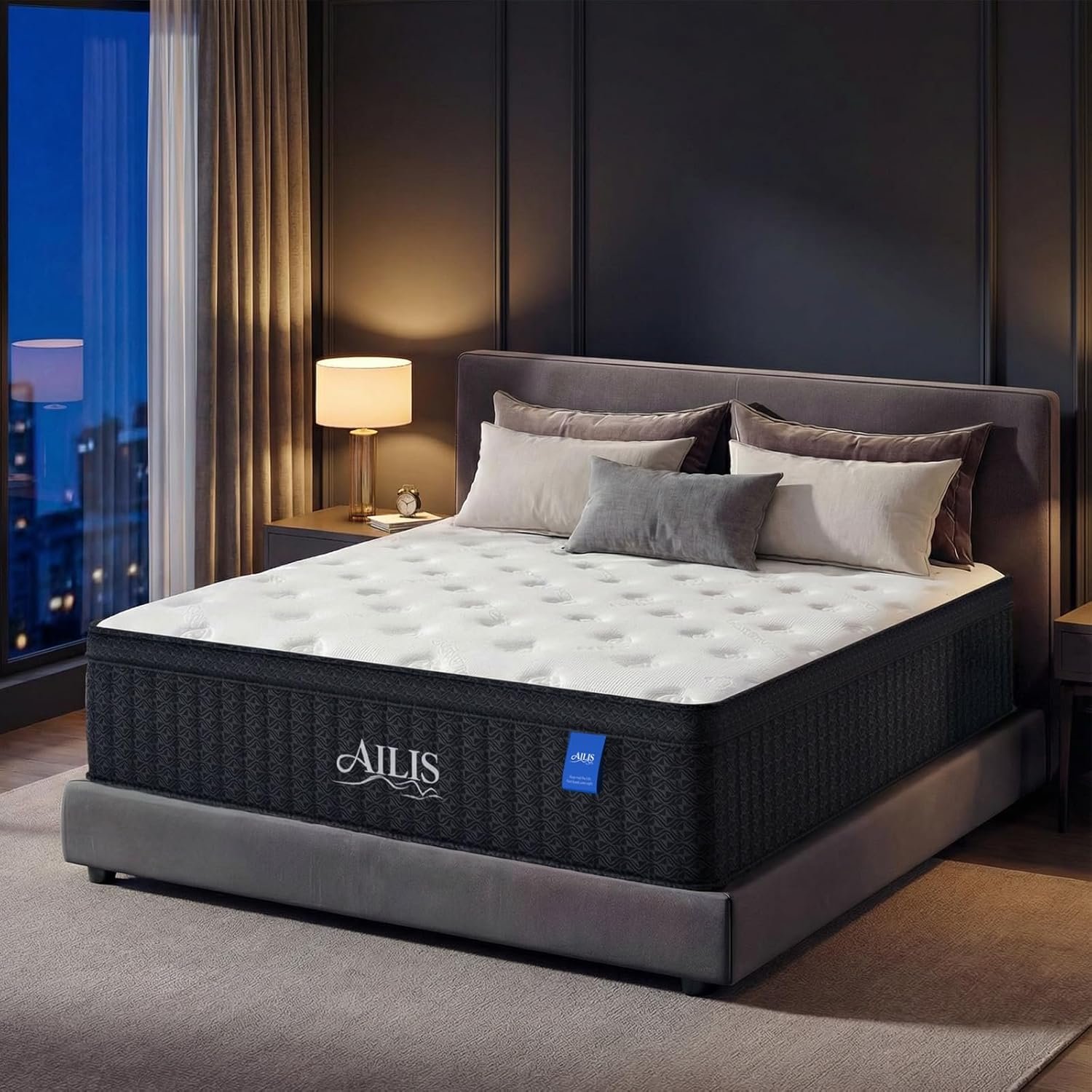 ailis Queen Mattress, 14 Inch Queen Hybrid Mattress in a Box, Medium Firm with Upgraded Pocket Springs for Superior Motion Isolation, Strong Edge Support & Breathable Comfort
