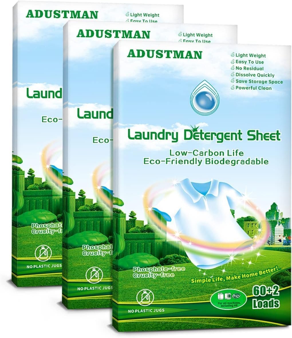 Laundry Detergent Sheets (Strips),Breeze Hypoallergenic Eco-friendly Low Suds Liquidless Earth Friendly No Plastic Jugs (186 Count (pack of 3), Fresh)