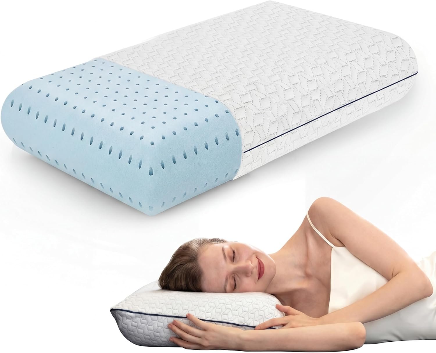 Cooling Gel Memory Foam Pillows – 1-Pack – Standard Size Memory Foam Pillow For Sleeping – Firm Pillow – Back, Stomach & Side Sleeper – Shoulder & Back Pain Relief – Washable, Bamboo Viscose Cover