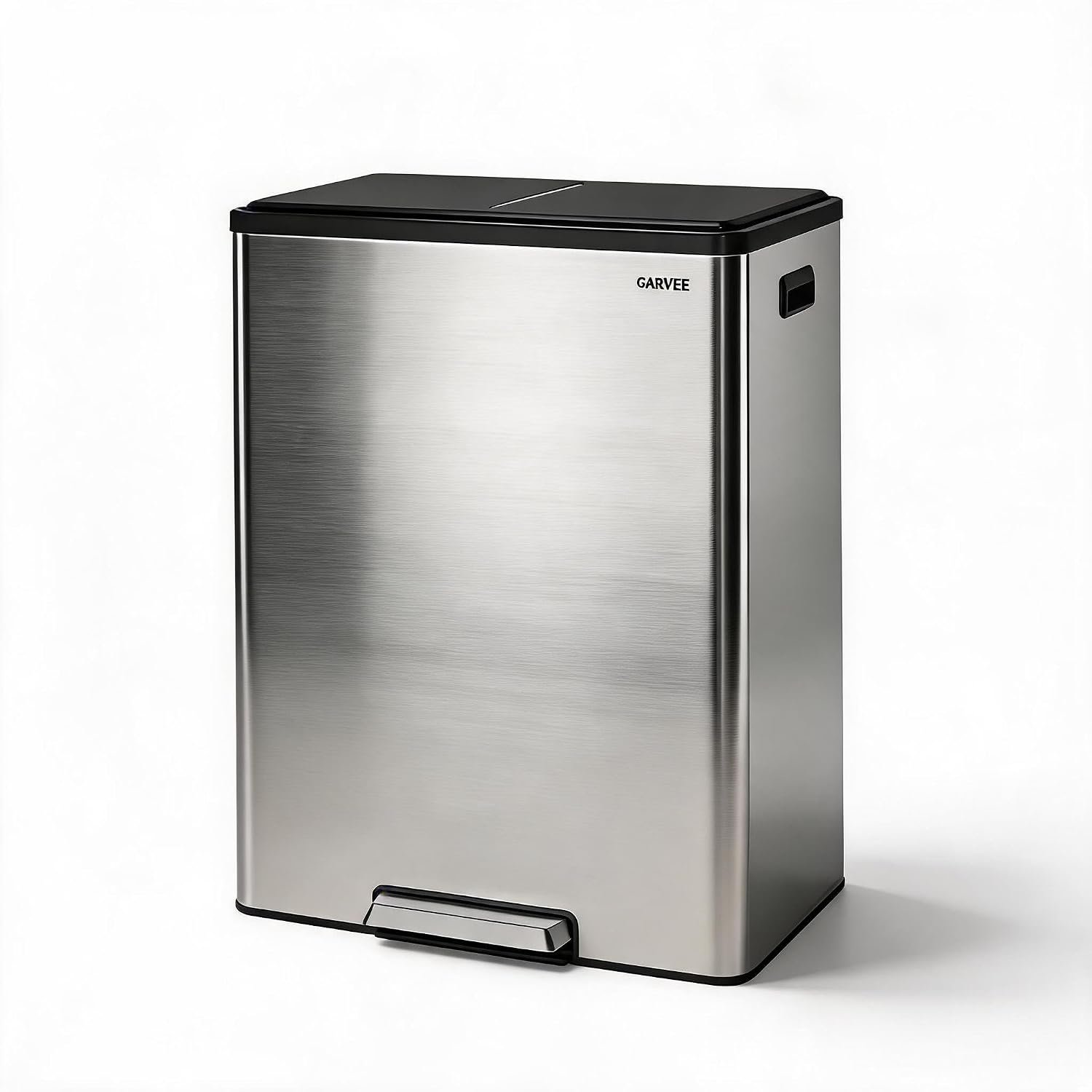 10.5 Gal Dual Compartment Stainless Steel Kitchen Trash Can with Lid, 20L+20L Recycling Garbage Bin, Soft Close Foot Pedal Trash Bin with 2 Removable Inner Buckets, Fingerprint Resistant for Home Offi