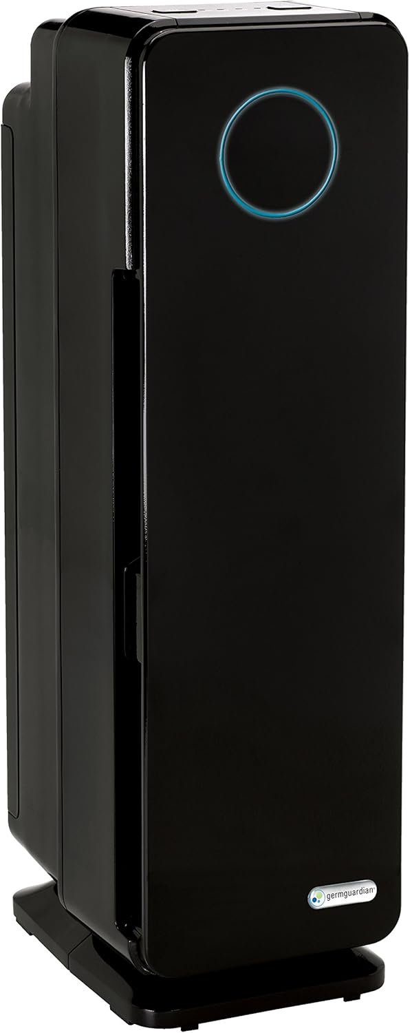 GermGuardian 5-In-1 HEPA Air Purifier for Home, Pet Air Purifier with HEPA Air Filter & UV-C Light, AC4300BPTCA, 743 Sq. Ft., 22” Tower, Black