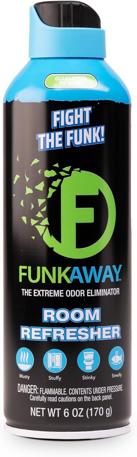 FunkAway Extreme Odor Eliminating Room Refresher AeroSpray, 6 oz., Odor Eliminating Room Spray Removes Musty, Stuffy, Stinky and Smelly Airborne odors