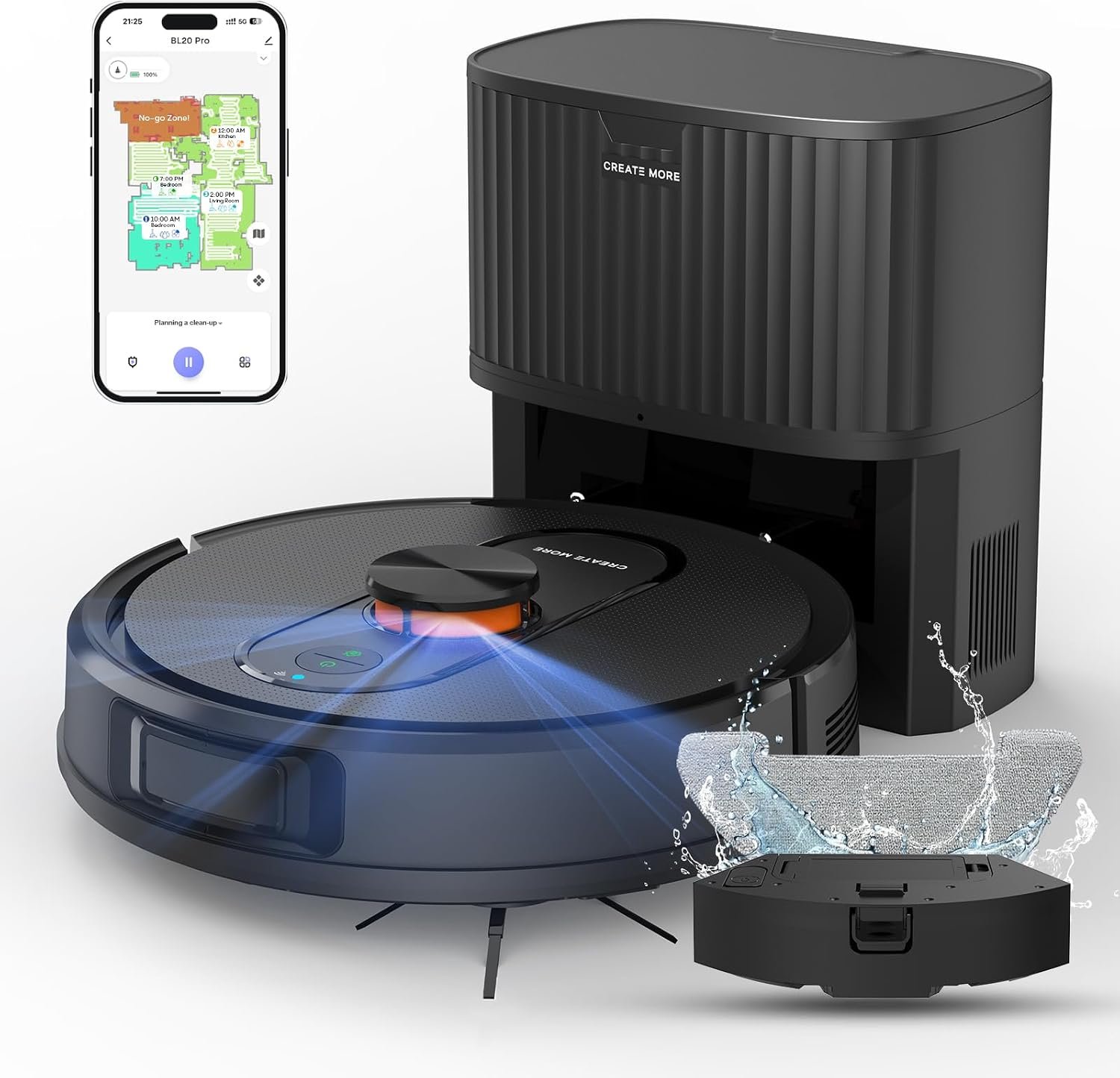 Robot Vacuum and Mop Combo, 6000Pa Strong Suction, Self-Emptying Dock,LiDAR Navigation, 90-Day Hands-Free,Robotic Vacuum for Pet Hair, Dust, Hard Floors and Carpets
