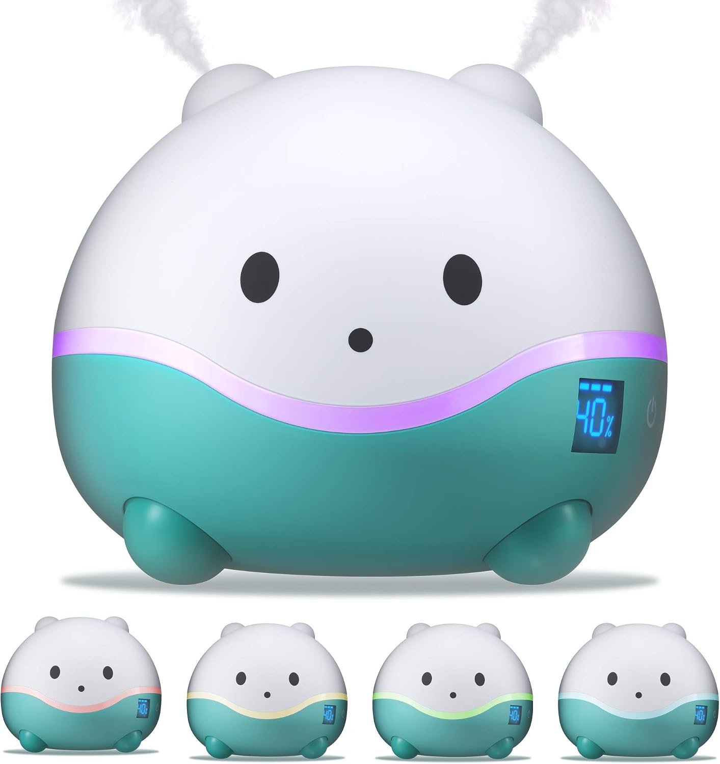 LittleHippo WISPI 3-in-1 Humidifier, Diffuser & Night Light for Baby/Kids – 3 Mist Strength, 7 LED Color Changing Lights, Essential Oil Tray for Aromatherapy – Cute Humidifiers for Bedroom/Nursery