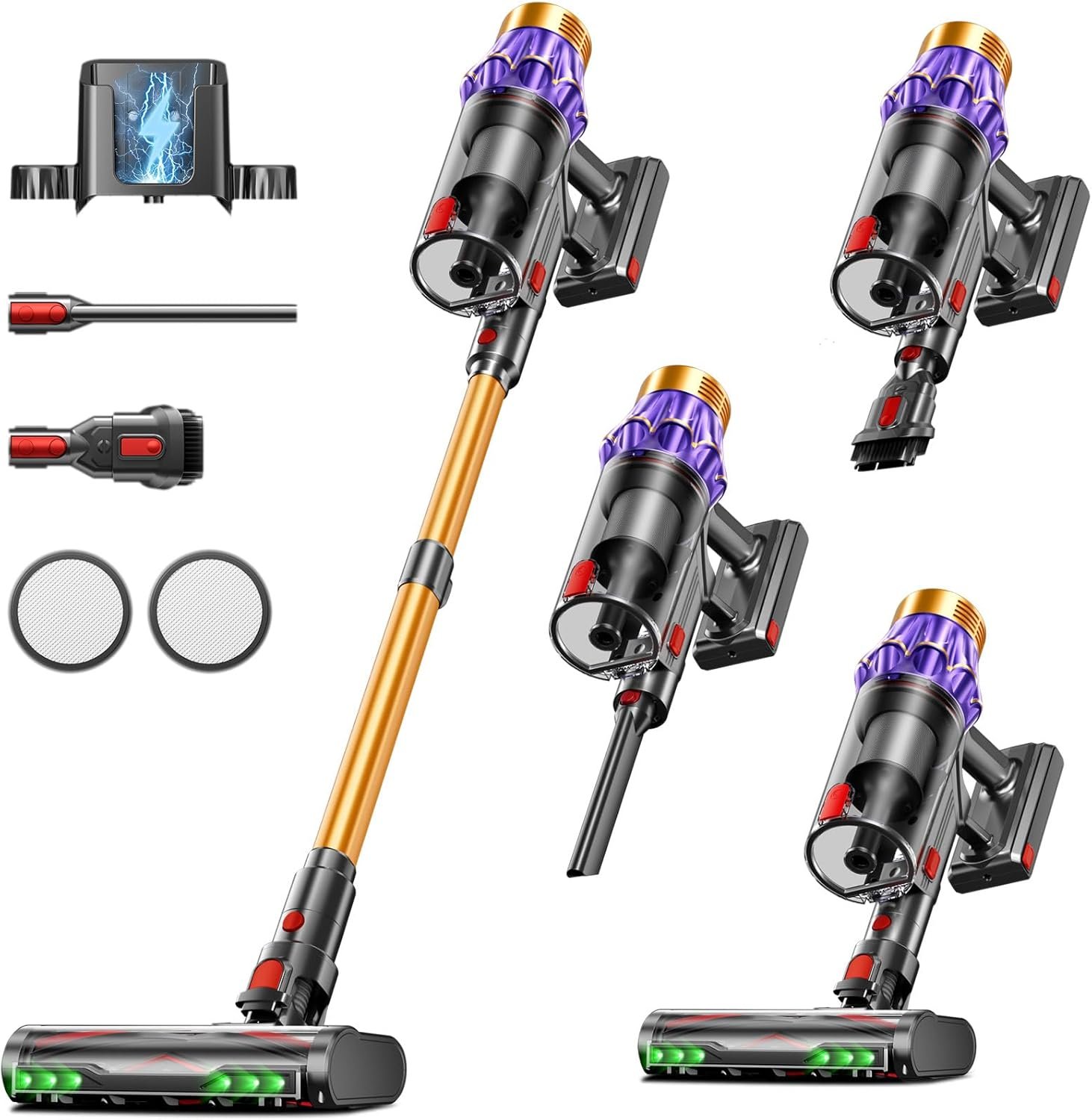 Cordless Vacuum Cleaner, 650W/60KPA/70 Mins Vacuum Cleaners for Home with Self-Standing, Anti-Tangle Vacuum Cordless, Smart Display and 1.8L Cup Cordless Stick Vacuum Cleaner for Pet Hair/Carpets