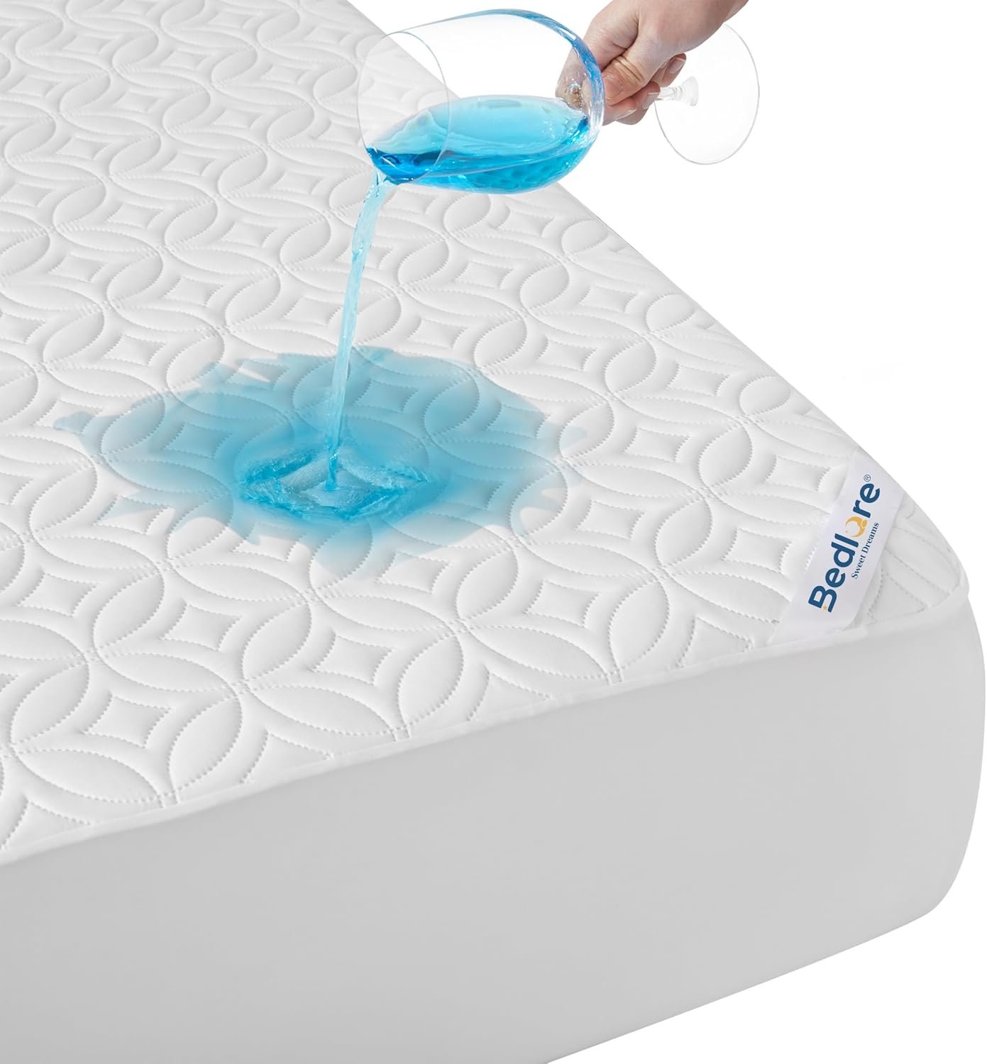 BEDLORE Waterproof Mattress Protector, Queen Size Noiseless Mattress Pad with Deep Pocket 6″-18″ Depth, Soft Breathable Bed Mattress Cover Washable for Home, Bedroom, Hotel (White)