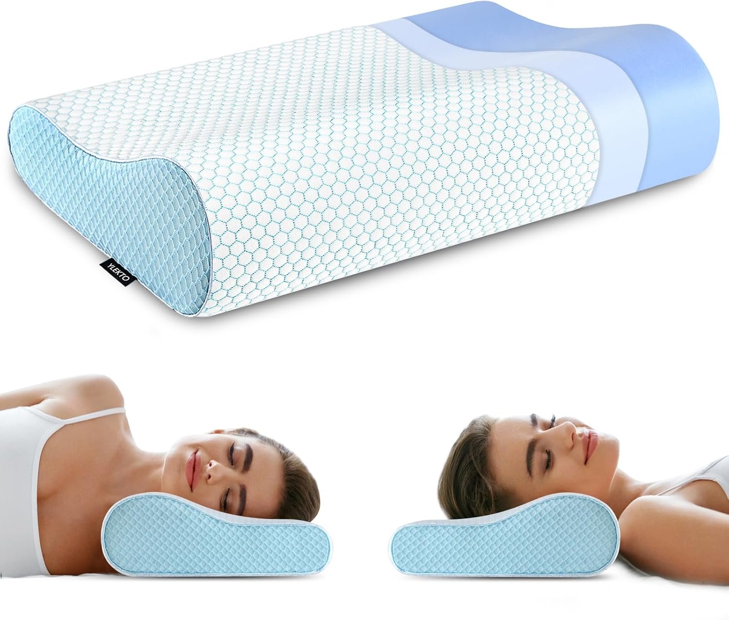 Memory Foam Pillows , Neck Pillow Queen Size Bed for Sleeping , Ergonomic Cervical Support Side Back Stomach Sleeper , Orthopedic Contour and Shoulder Pain