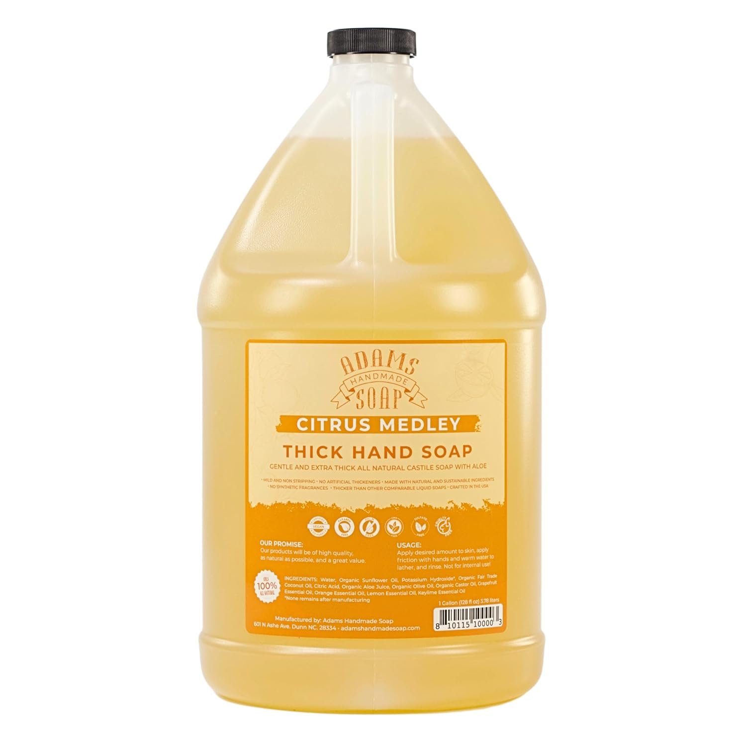 Adams Handmade Soap Thick Organic Castile Liquid Hand Soap 1 Gallon Refill – Citrus Medley