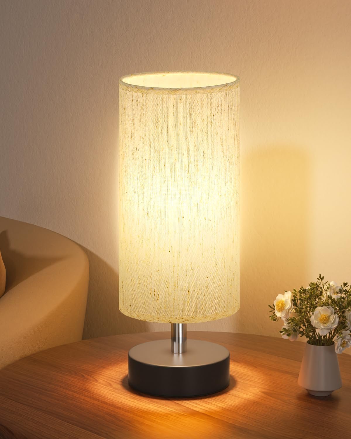 PartageiZ Small Table Lamp for Bedroom – Bedside Lamps for Night Stands, Minimalist Nightstand Light Lamp, Desk Lamps for Living Room, Office, Dorm
