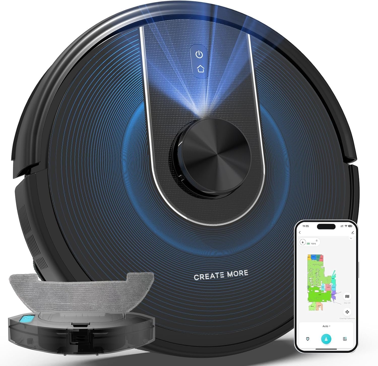 Bagotte Robot Vacuum and Mop Combo, 6000Pa Robotic Vacuums with Mapping, LiDAR Navigation,Automatic Self-Recharging, 2.4G WiFi/App/Alexa/Remote Control for Pet Hair,Hard Floor,Carpet