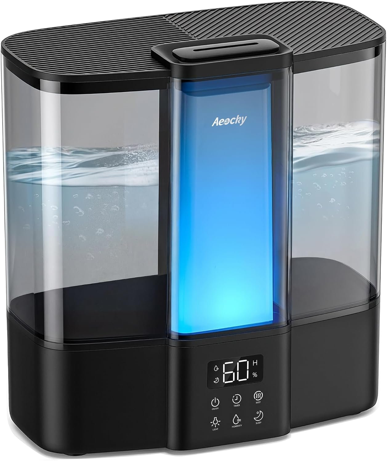 AEOCKY Geek-Level Humidifier for Baby, Quiet Ultrasonic Humidifiers for Bedroom, Nursery with Ambient Light, 4L Top-Fill Cool Mist Diffuser with Timer, Sleep, Auto, Constant Humidity Mode (Black)