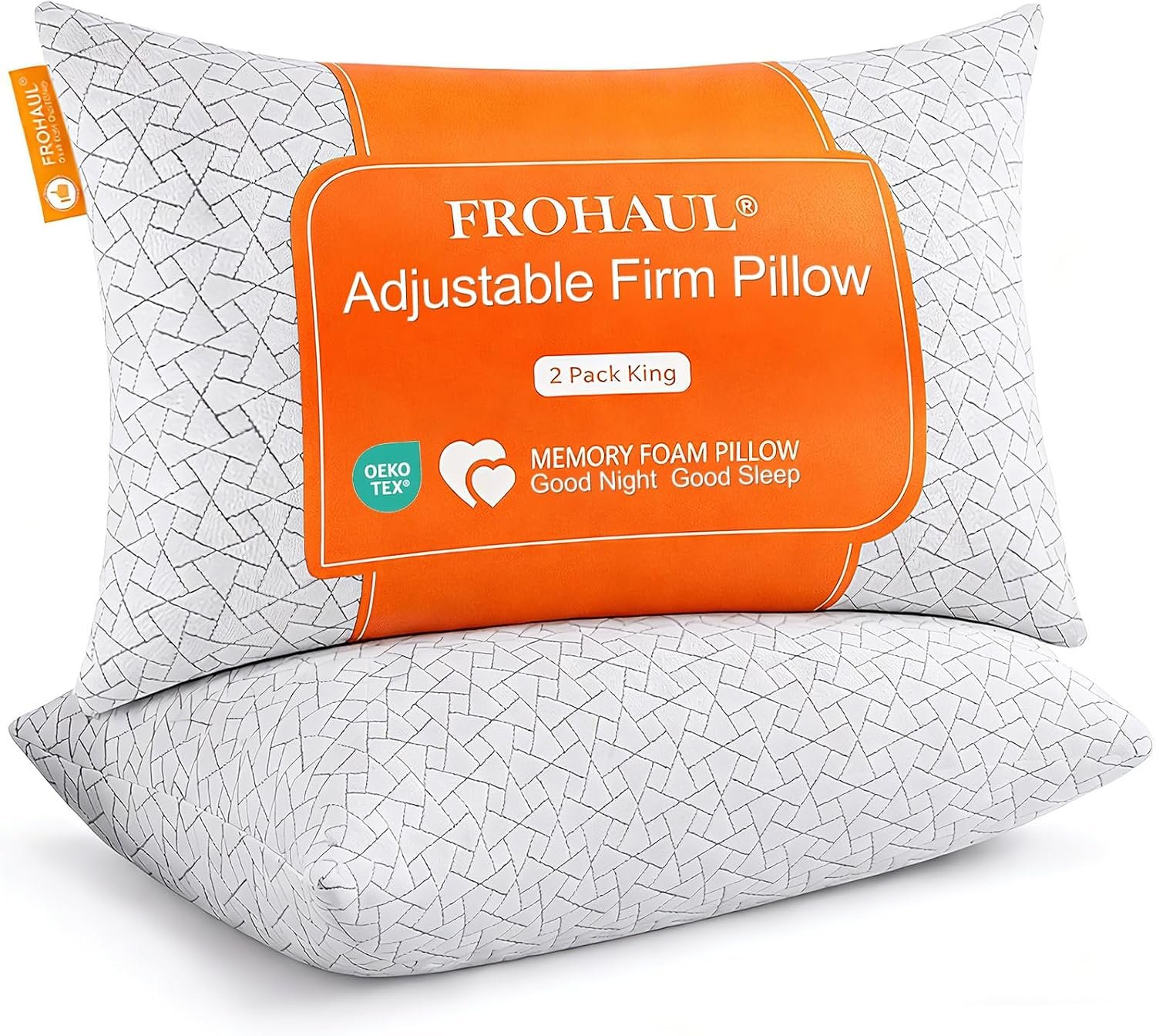 Shredded Memory Foam Bed Pillows Adjustable Hotel Quality Pillows for Side, Back and Stomach Sleeper, Breathable Washable Cover, Oeko-TEX Certified King Size Set of 2