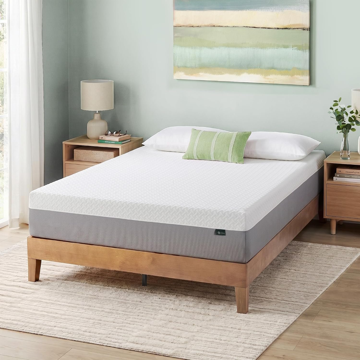 Zinus 10 Inch Green Tea Essential Memory Foam Mattress [New Version], Queen, Fiberglass Free, Medium Feel, Breathable Airflow Memory Foam, Certified Safe Foams & Fabric, Mattress in A Box