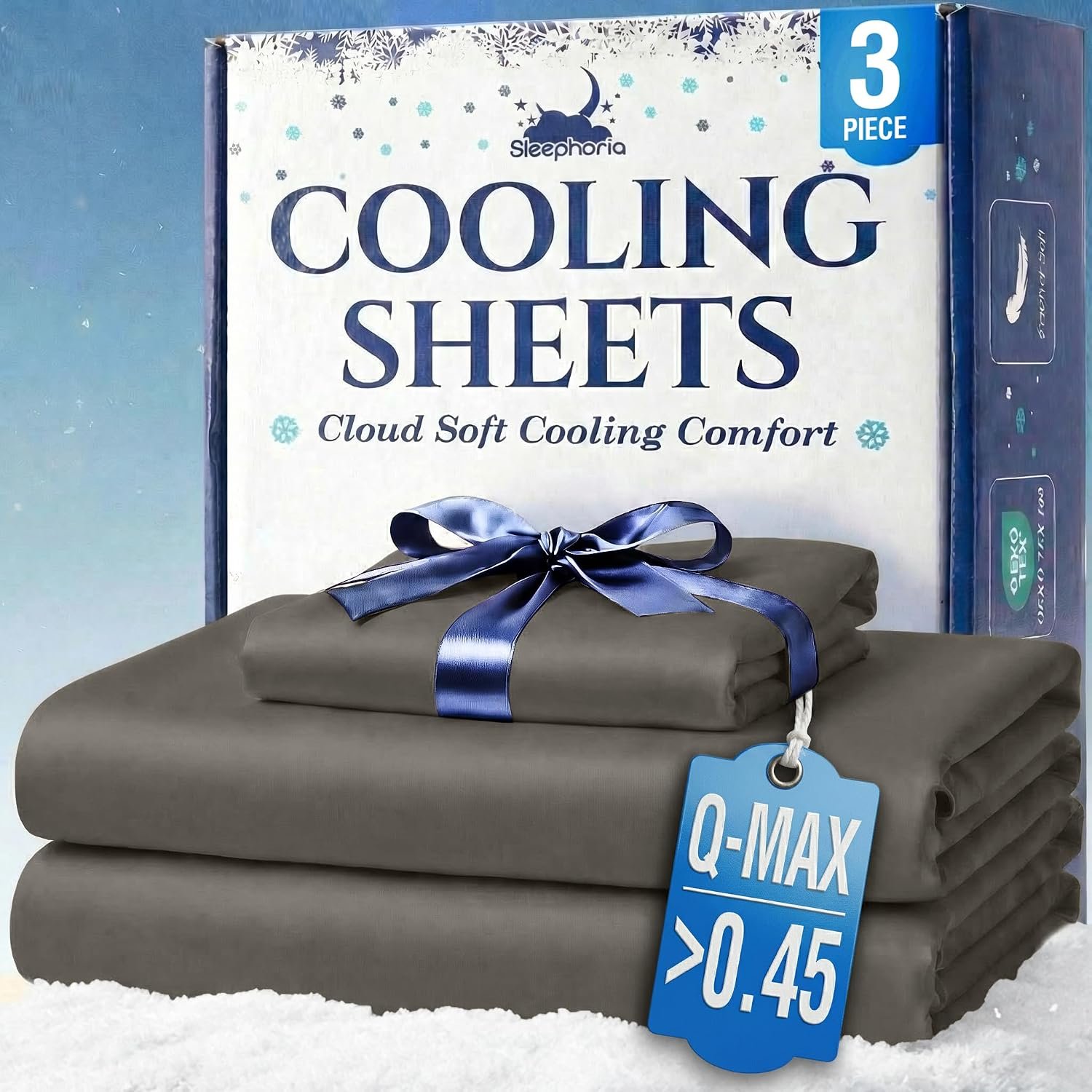 Cooling Sheets – BreezeWeave 3 PC Twin Size Cooling Bed Sheets for Hot Sleepers & Deep, Cool Rest – Cloud Soft, Silky Smooth, 16 in Deep Pocket, Ultra Durable (Cool Grey)