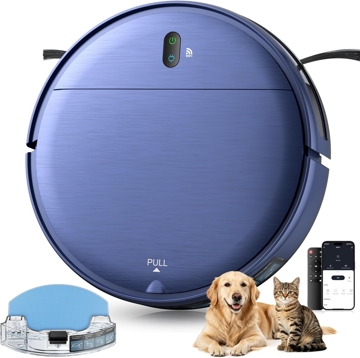 Robot Vacuum, Robot Vacuum and Mop, Smart Robotic Cleaner with APP/Remote/Voice Control, Scheduled Cleaning, Slim Body & Self-Charging, Ideal for Pet Hair, Carpet and Hard Floors