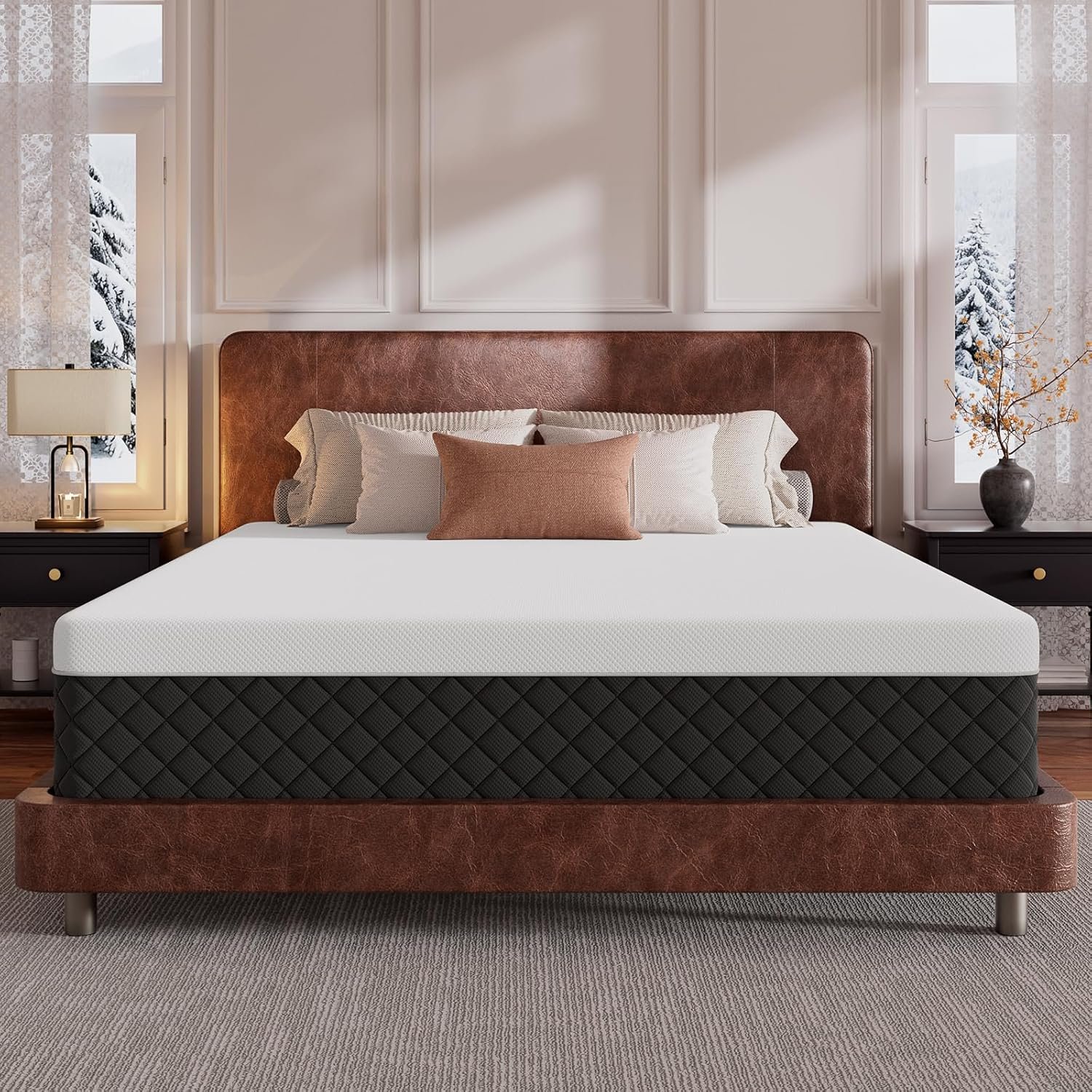 Firm Queen Memory Foam Mattress, 10″ Gel-Infused Cooling Mattress, Spinal Support, Pressure Relief & Back Pain Relief, CertiPUR-US Certified, Fiberglass-Free, Motion Isolation, 365-Night Trial