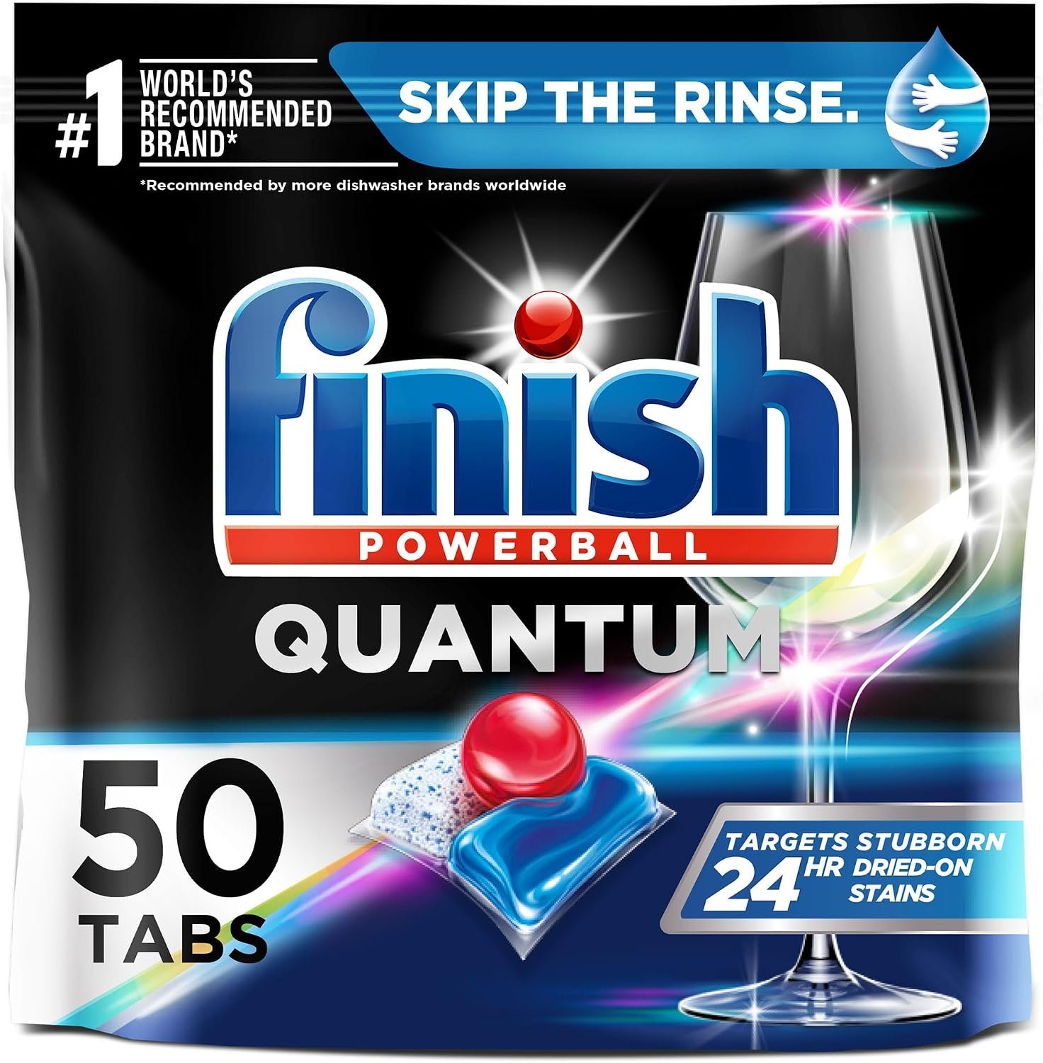 Finish – Quantum with Activblu Technology – 50ct – Dishwasher Detergent – Powerball – Ultimate Clean and Shine – Dishwashing Tablets – Dish Tabs-(Packaging May Vary)