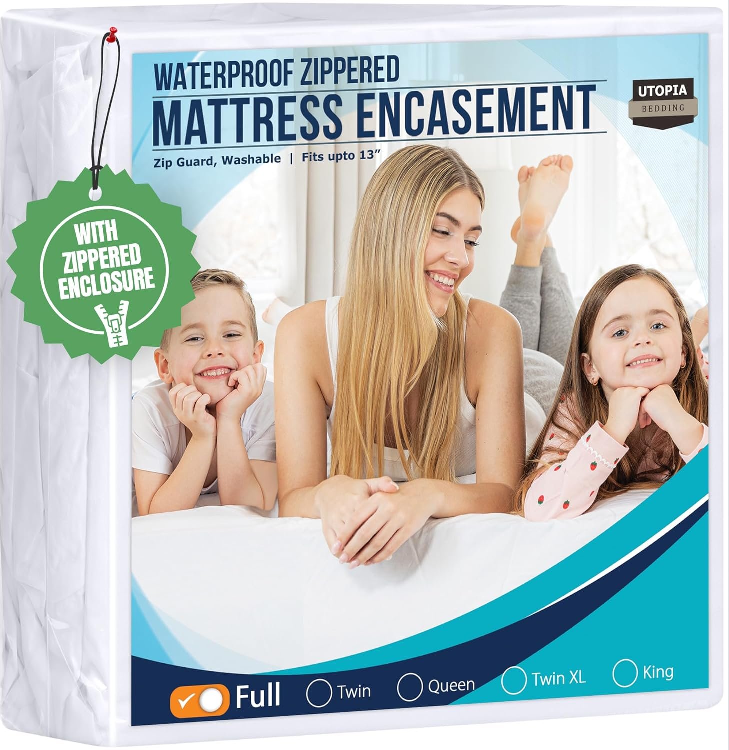 Utopia Bedding Full Size Mattress Protector Zippered, 100% Waterproof Bed Bug and Dust Mite Proof Mattress Encasement, Absorbent 6 Sided Mattress Cover