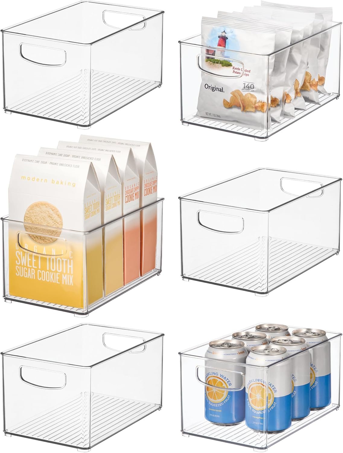iDesign Stackable Clear Plastic Bin, 6-Pack | Kitchen Organizers and Storage, For Fridge and Pantry