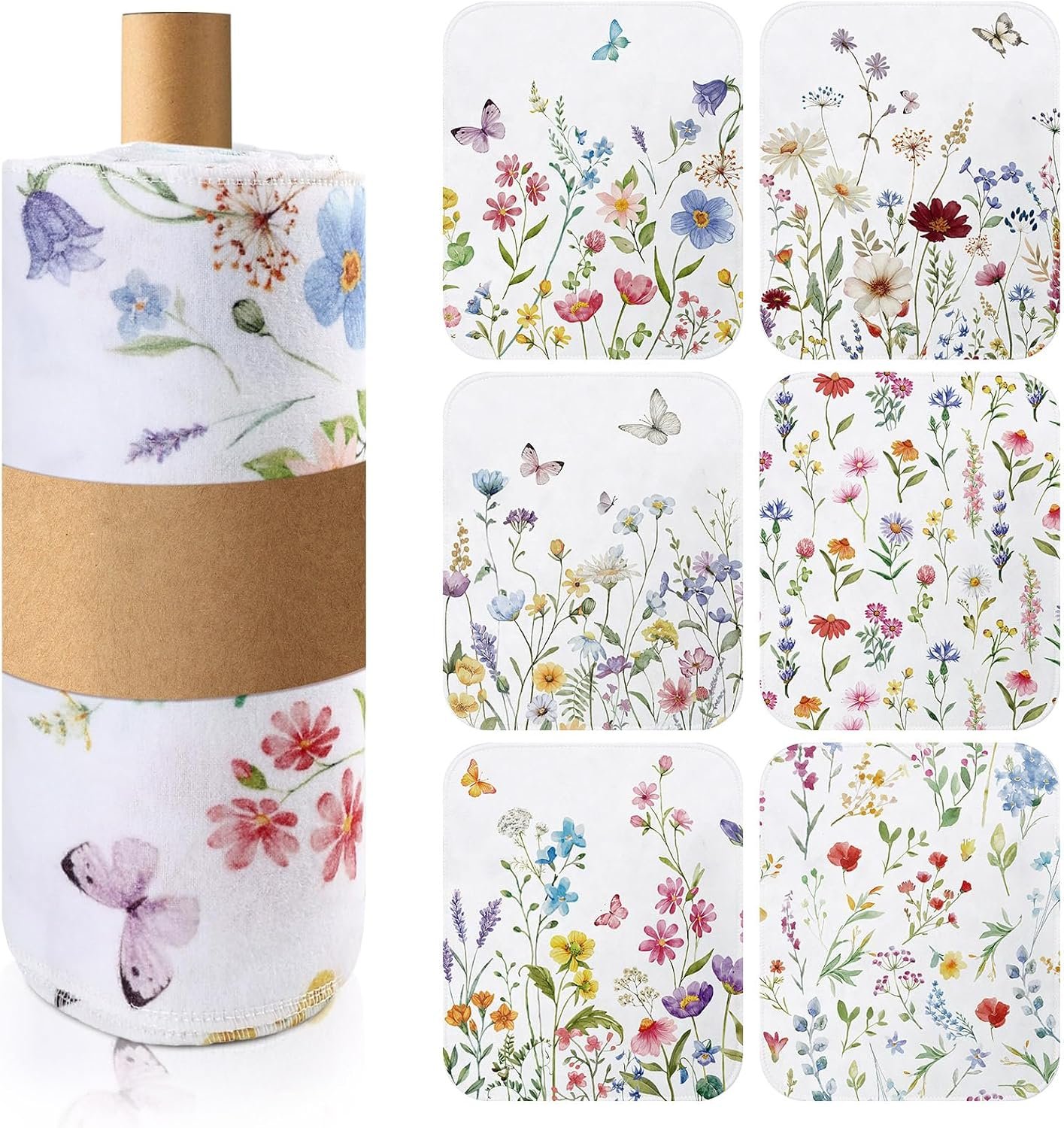IANFEPH 36 Pcs Reusable Paper Towels Roll Paperless Cotton Cloth 9.8″ X 11″ Washable Kitchen Towel Absorbent Soft Flannel Reusable Hand Napkin for Home Bathroom Cleaning Household Dishcloth