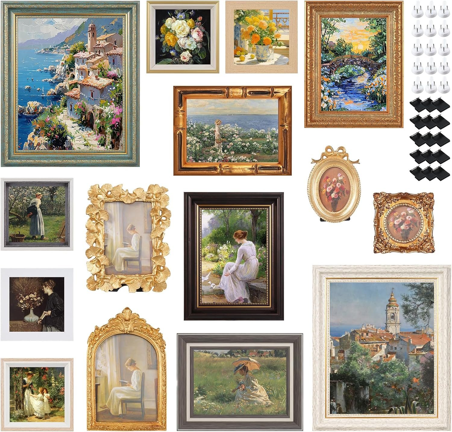 15 Pack Vintage Picture Frames for Wall or Tabletop Display Ornate Vintage Frames Gallery Wall Frame Set Vintage Wall Art for Gallery Bedroom Living Room Antique Photo Frame for Wall Décor